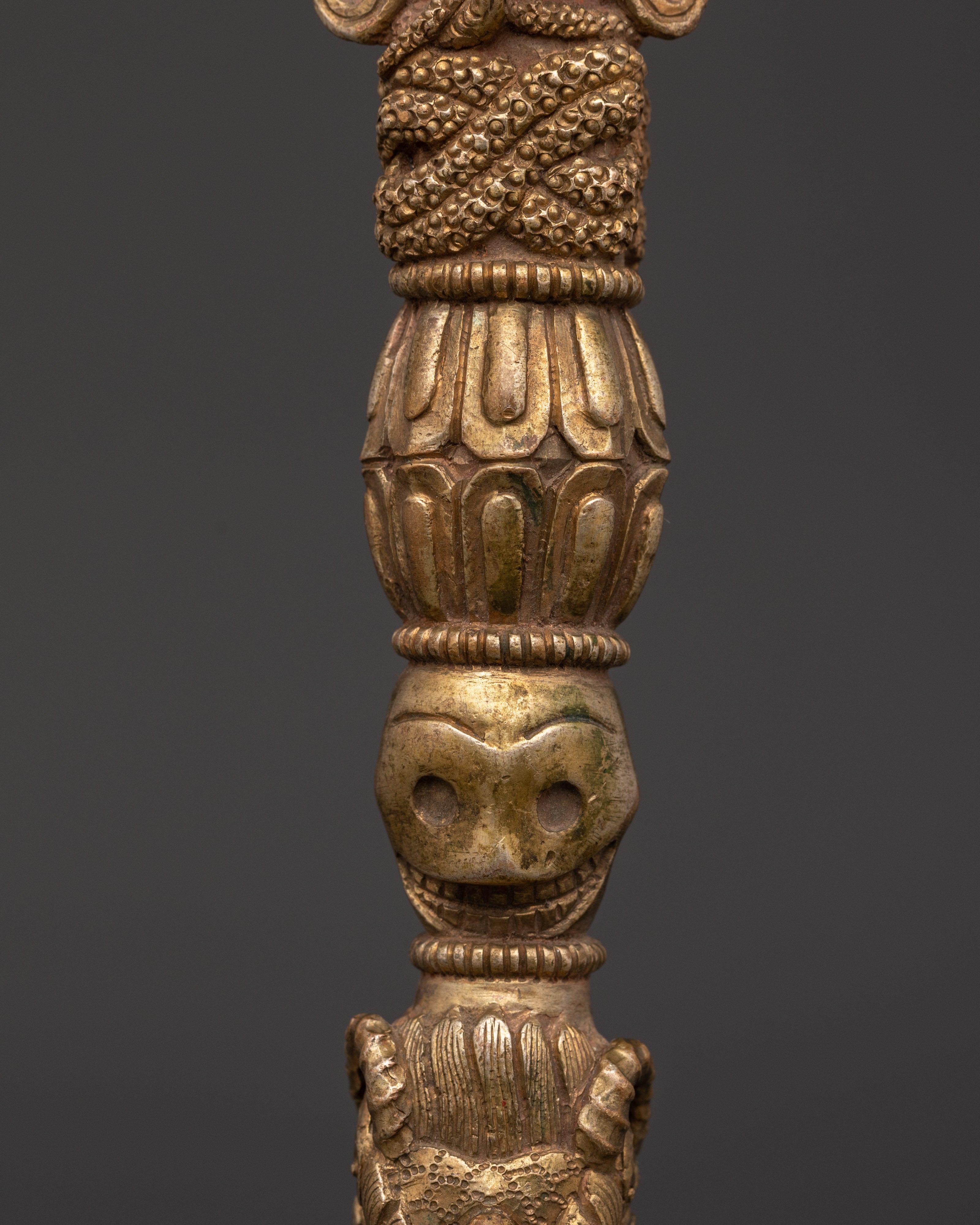 Tibetan Ceremonial Copper Phurba | Handcrafted Gold Plated Ritual Dagger