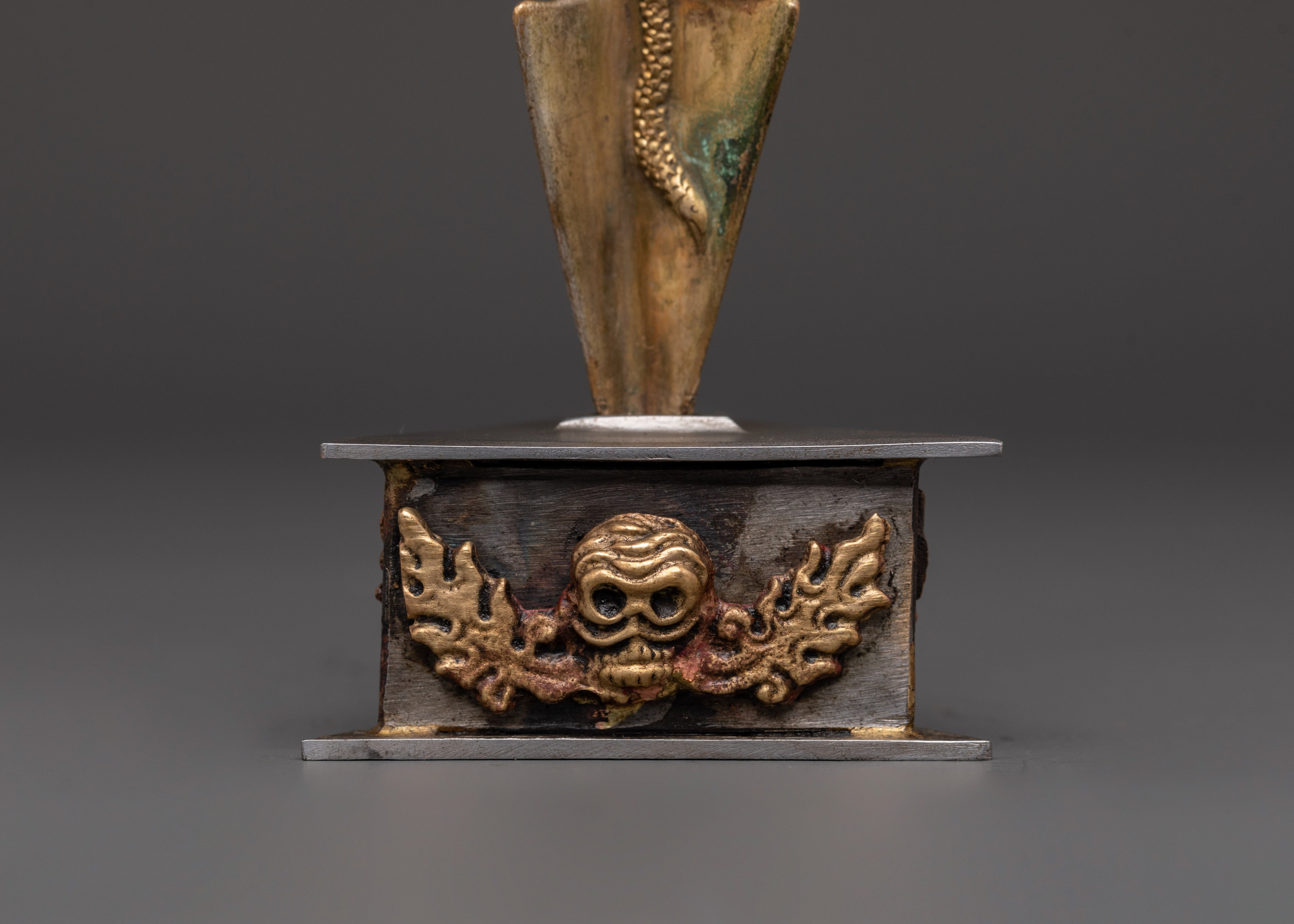 Tibetan Ceremonial Copper Phurba | Handcrafted Gold Plated Ritual Dagger