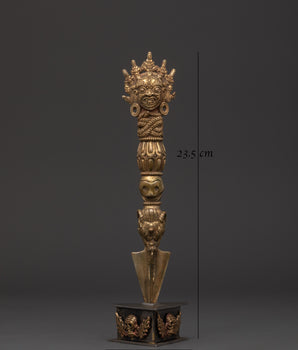 Tibetan Ceremonial Copper Phurba | Handcrafted Gold Plated Ritual Dagger