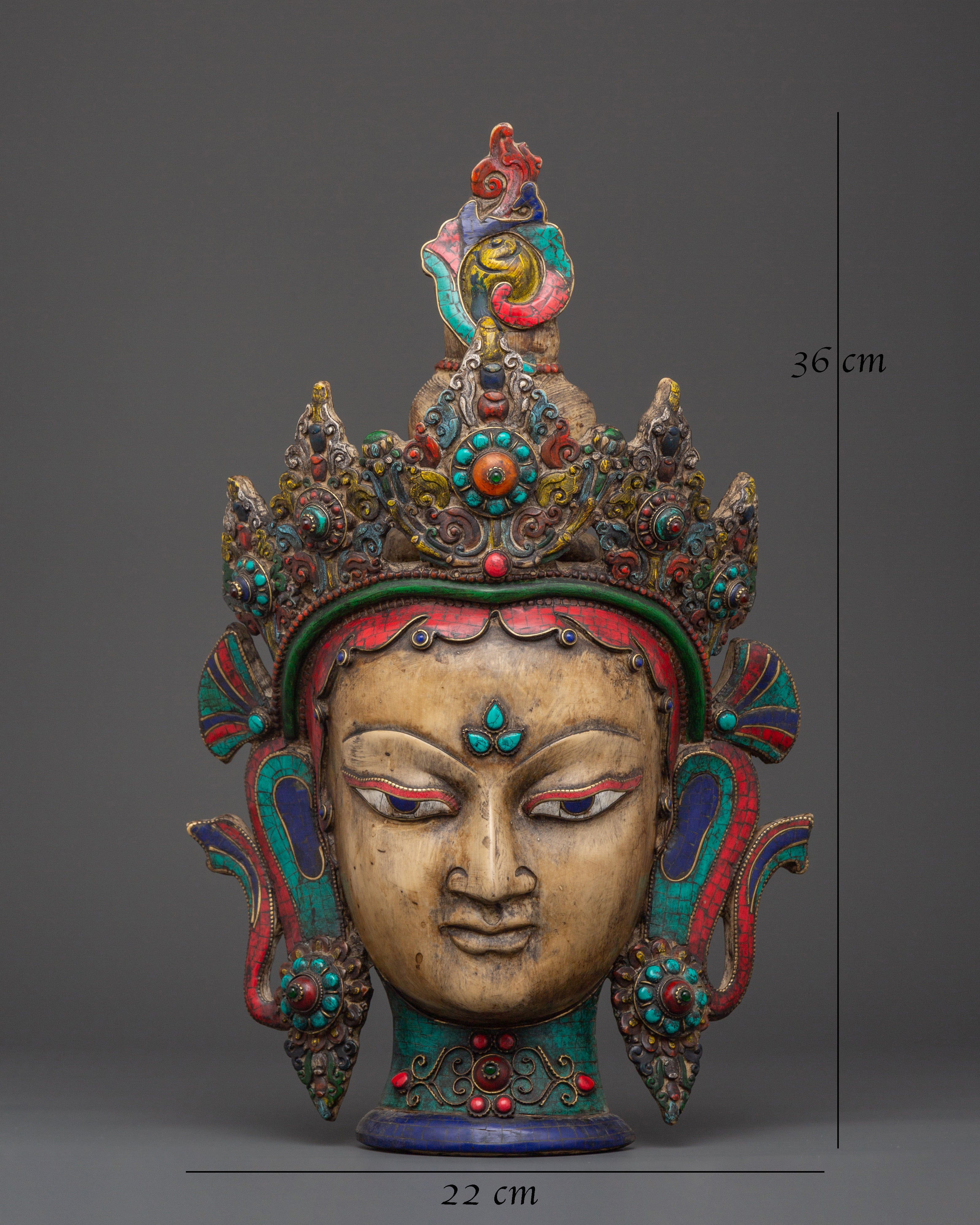 Colorful Deity Wall Hanging Mask | Handcrafted Tibetan Spiritual Art