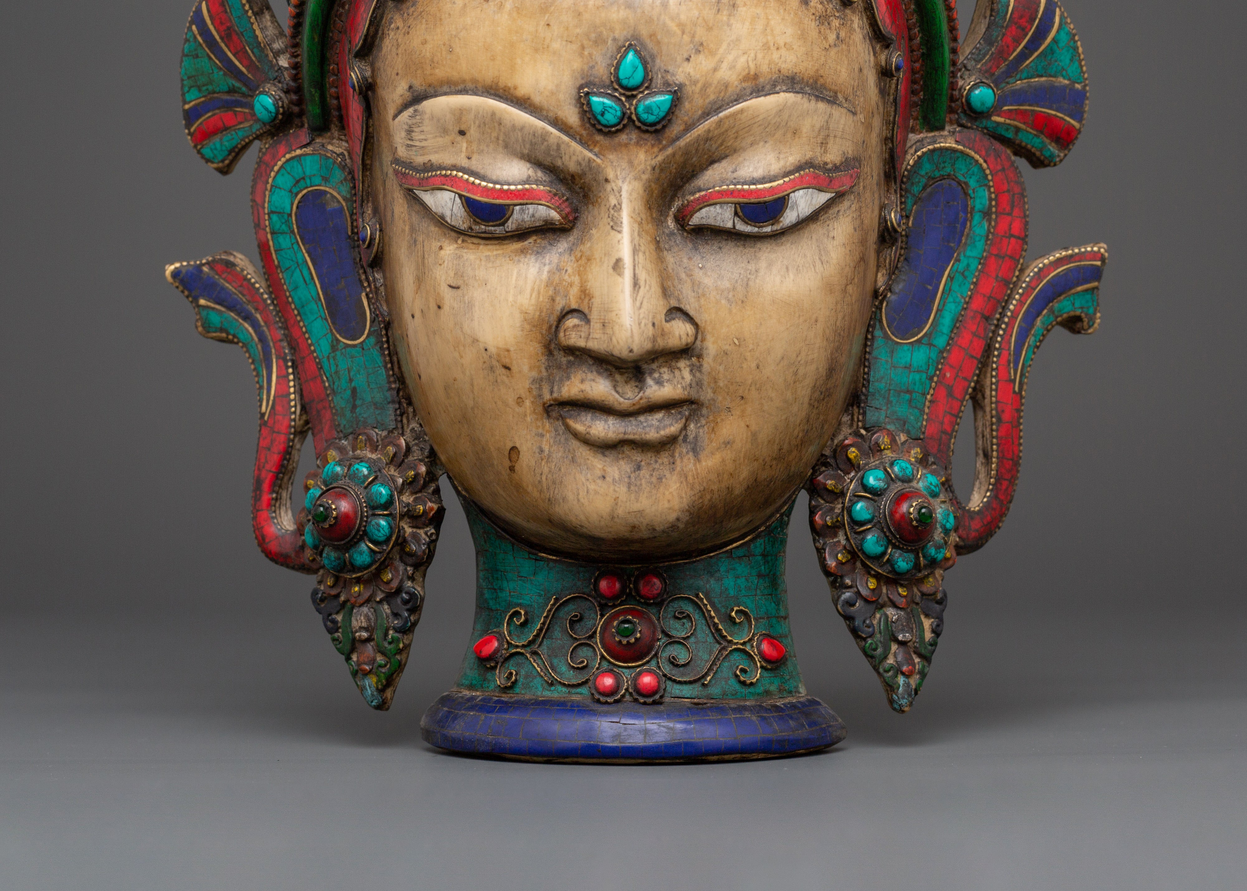 Colorful Deity Wall Hanging Mask | Handcrafted Tibetan Spiritual Art