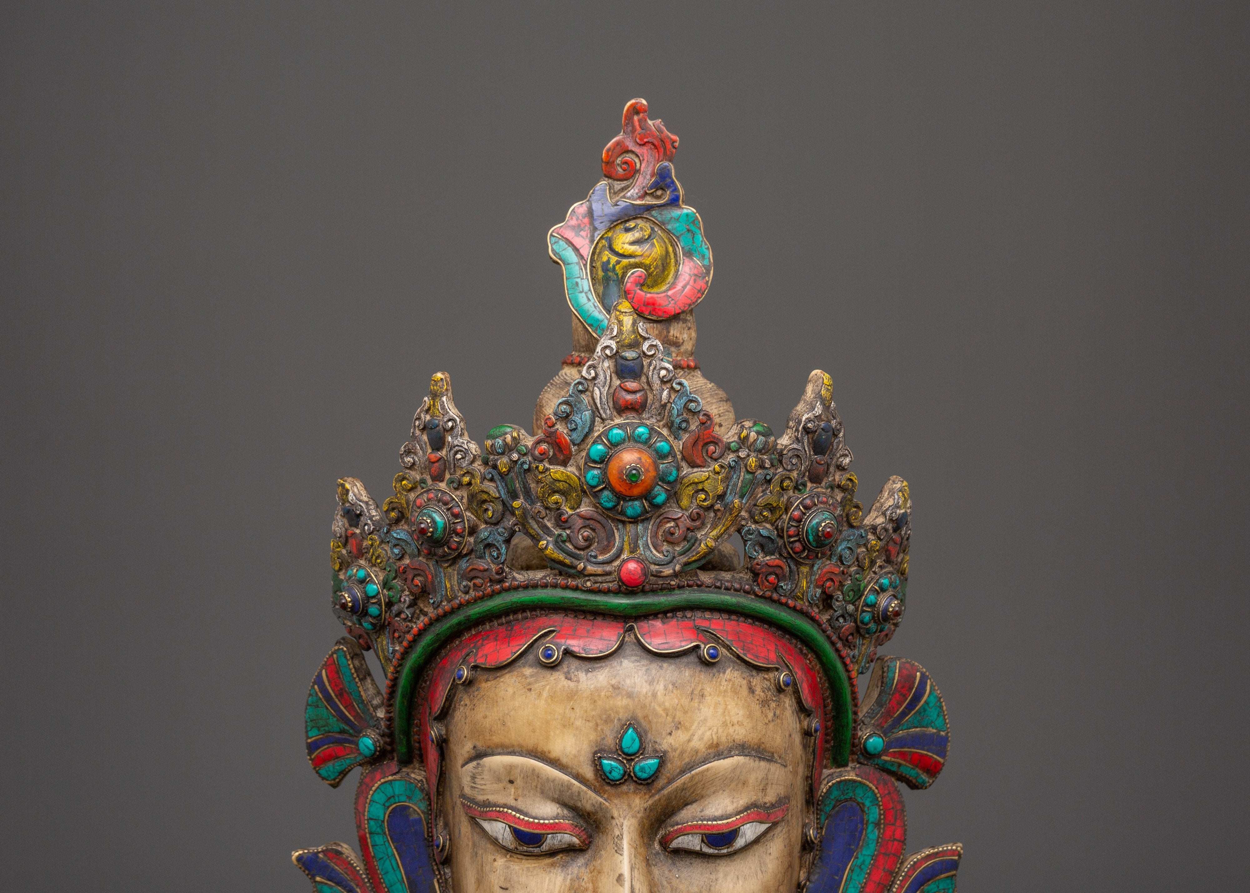 Colorful Deity Wall Hanging Mask | Handcrafted Tibetan Spiritual Art