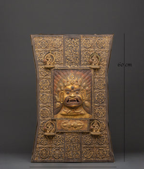 Mahakala Deity Wall Hanging with Four Deities and Vajra Design