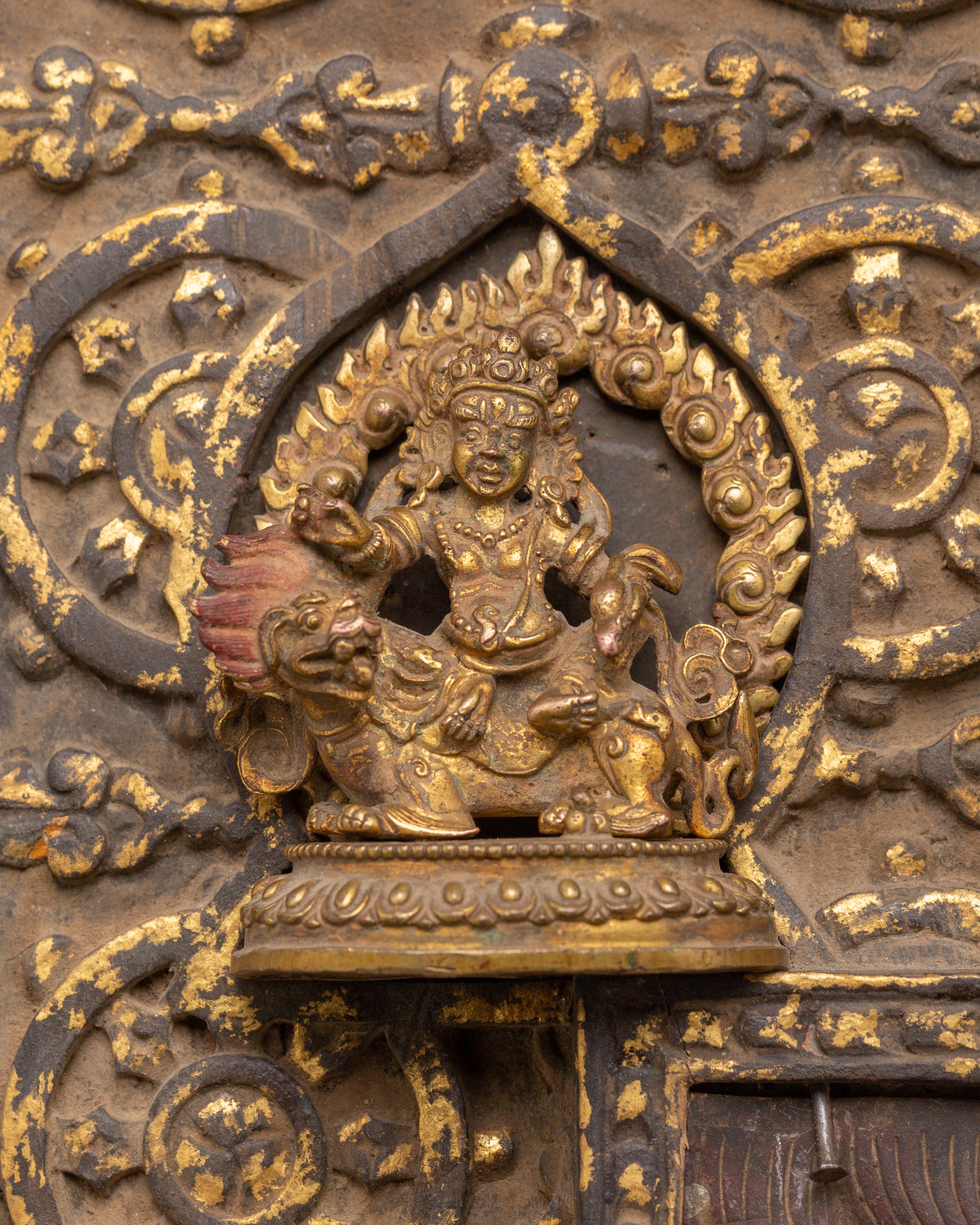 Mahakala Deity Wall Hanging with Four Deities and Vajra Design