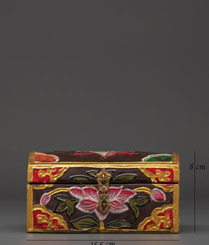 Tibetan Hand-Painted Wooden Box | Ritual & Jewelry Storage Chest