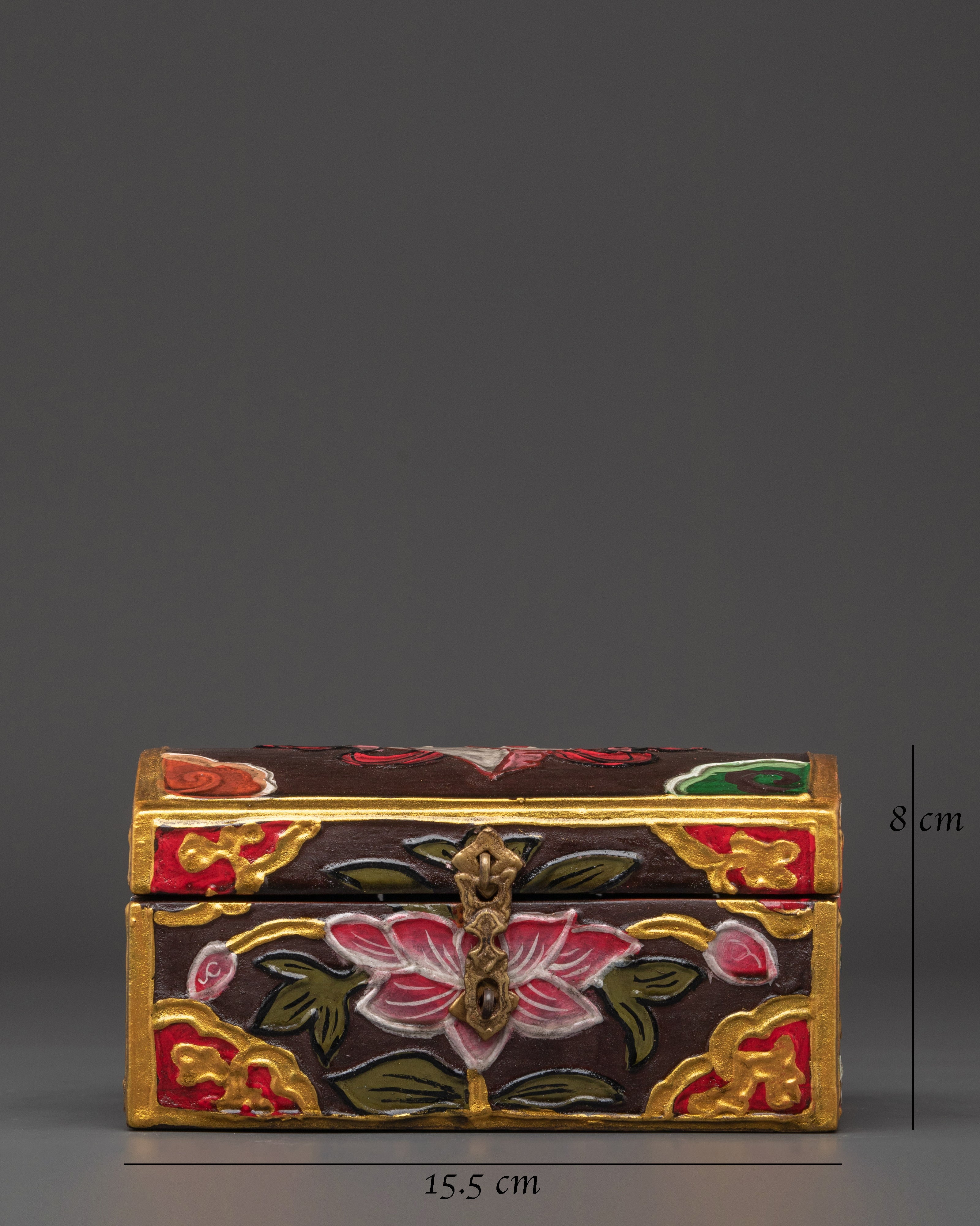 Tibetan Hand-Painted Wooden Box | Ritual & Jewelry Storage Chest