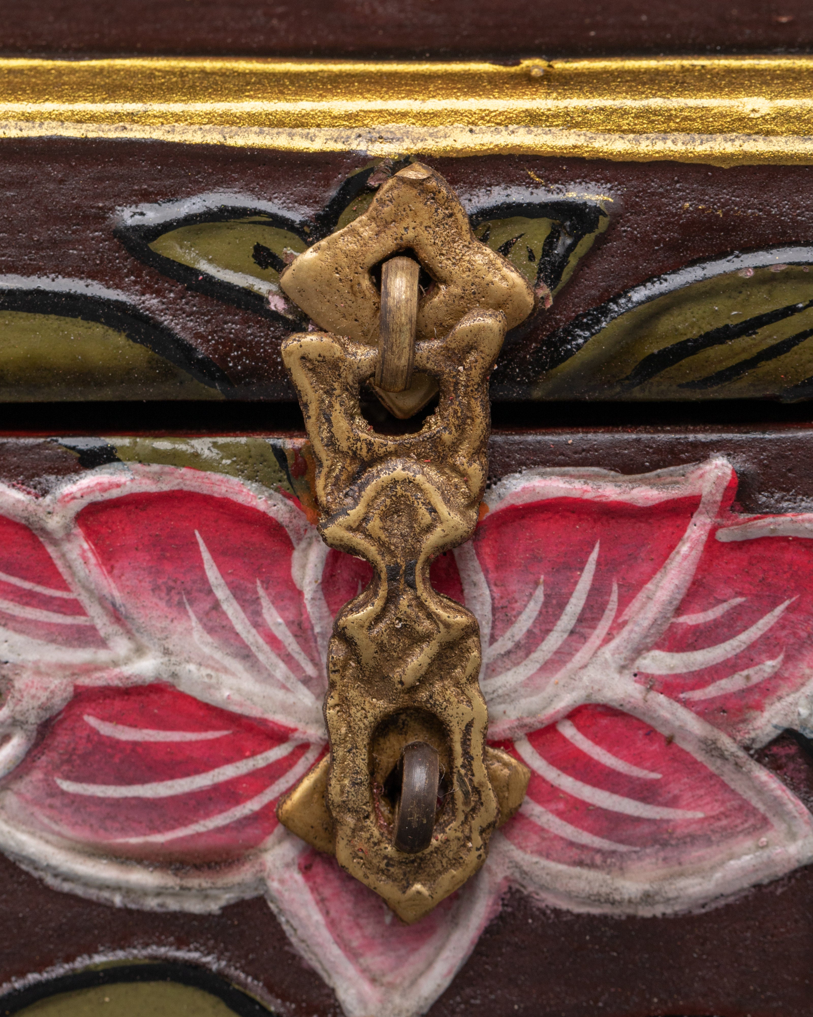 Tibetan Hand-Painted Wooden Box | Ritual & Jewelry Storage Chest