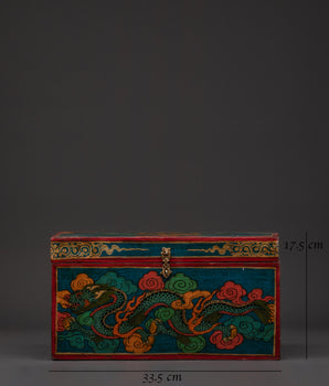 Tibetan Dragon Wooden Box | Hand-Painted Ritual Storage Chest