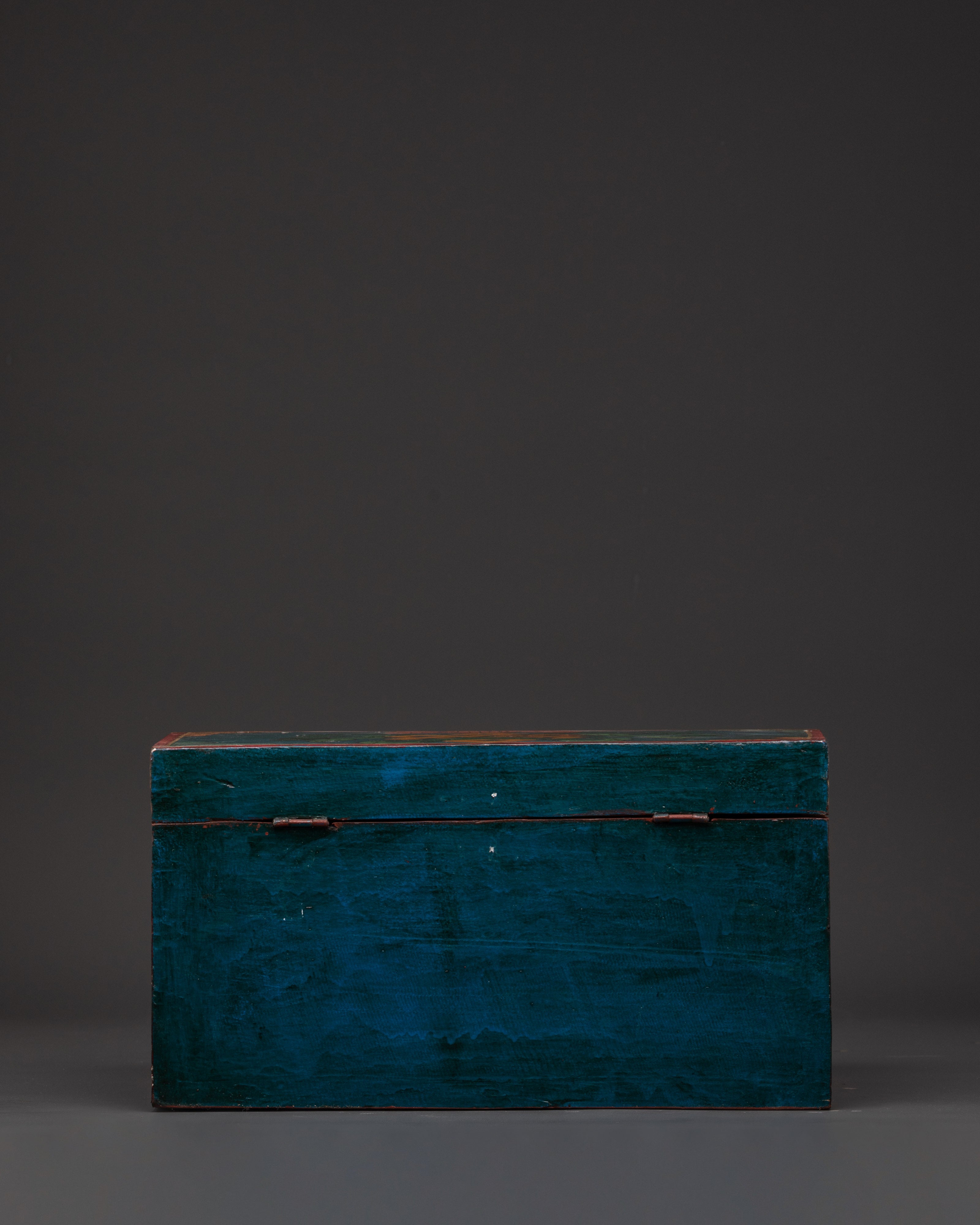 Tibetan Dragon Wooden Box | Hand-Painted Ritual Storage Chest