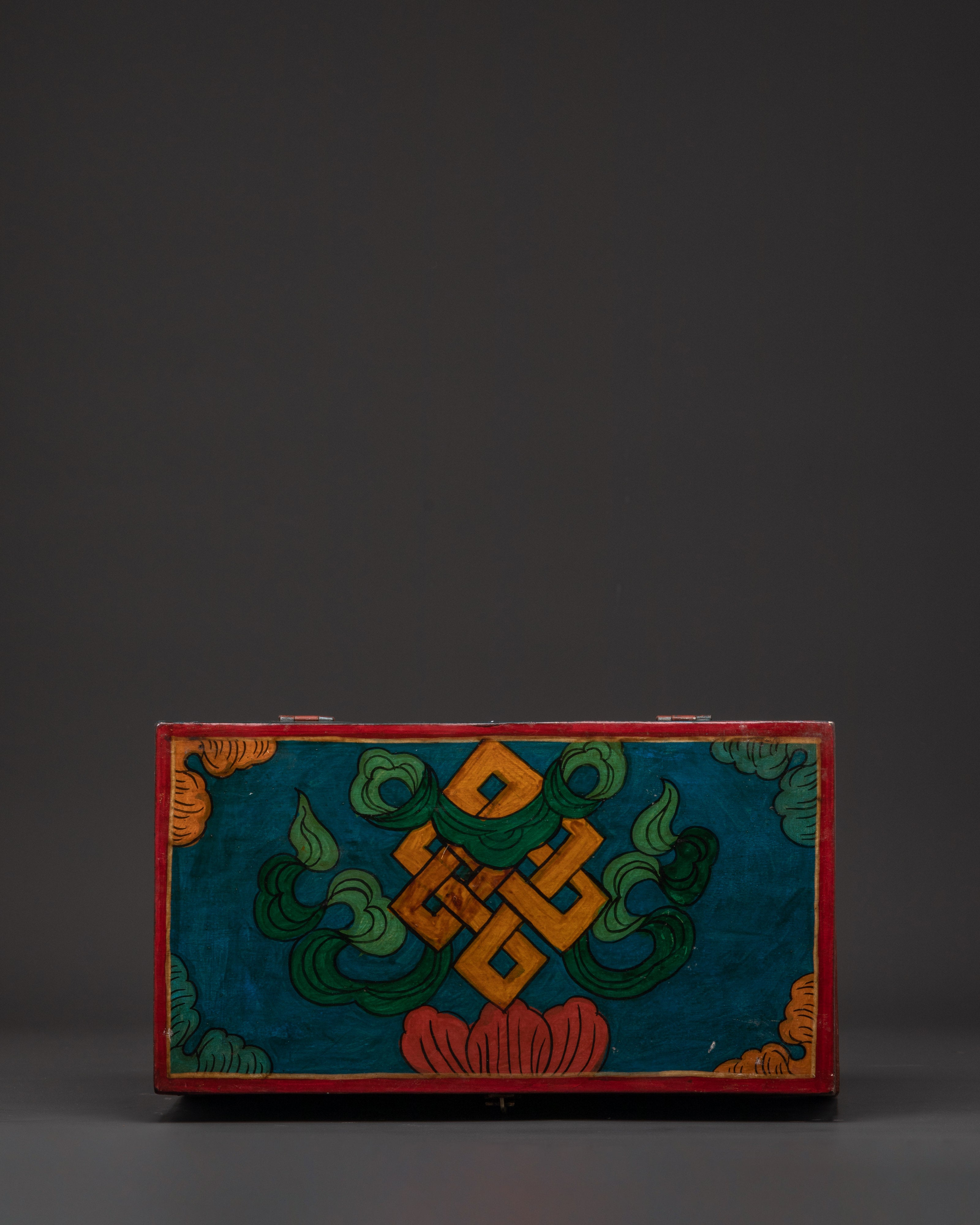 Tibetan Dragon Wooden Box | Hand-Painted Ritual Storage Chest