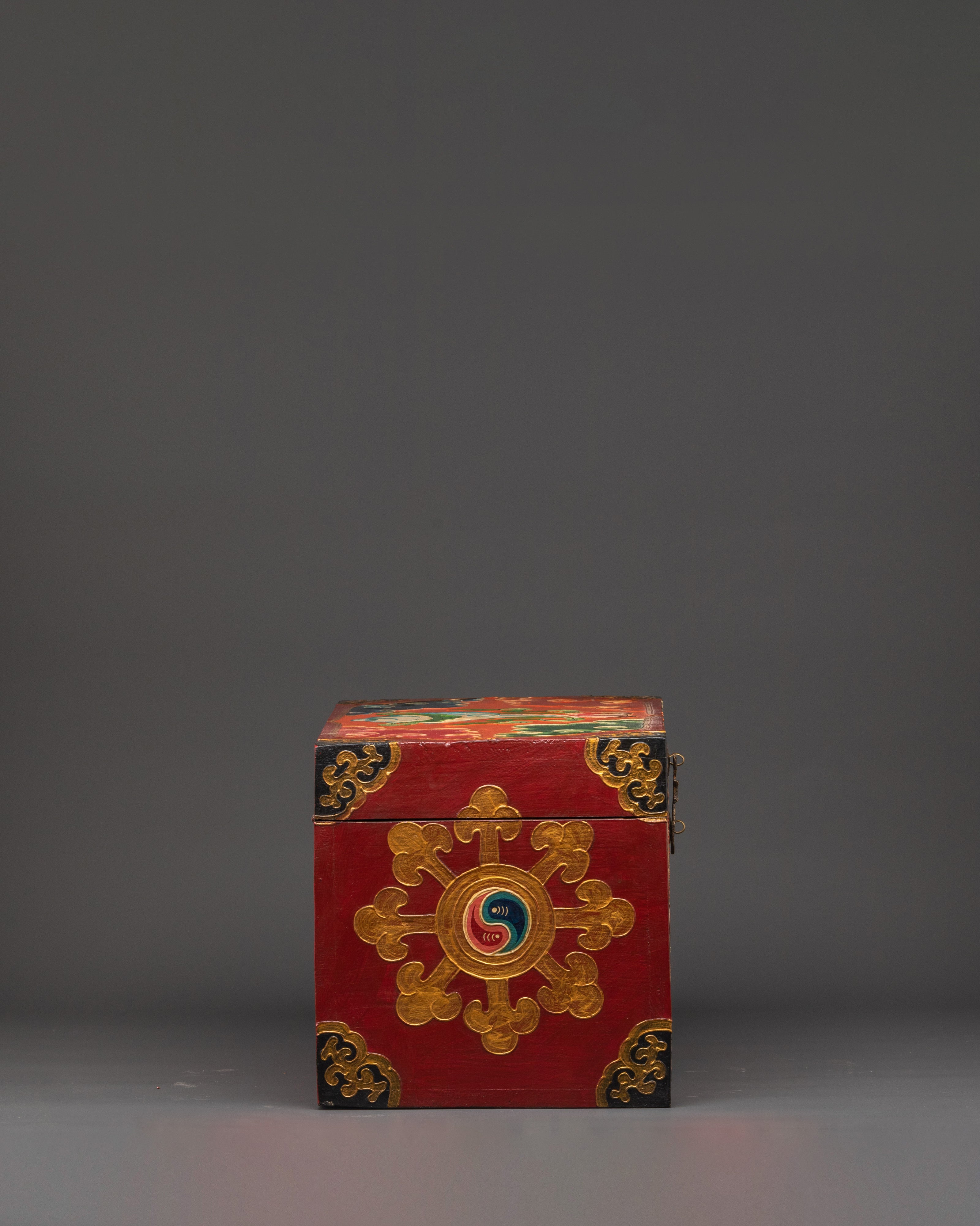 Tibetan Wooden Box with Dragon Art | Sacred Hand-Painted Ritual Chest