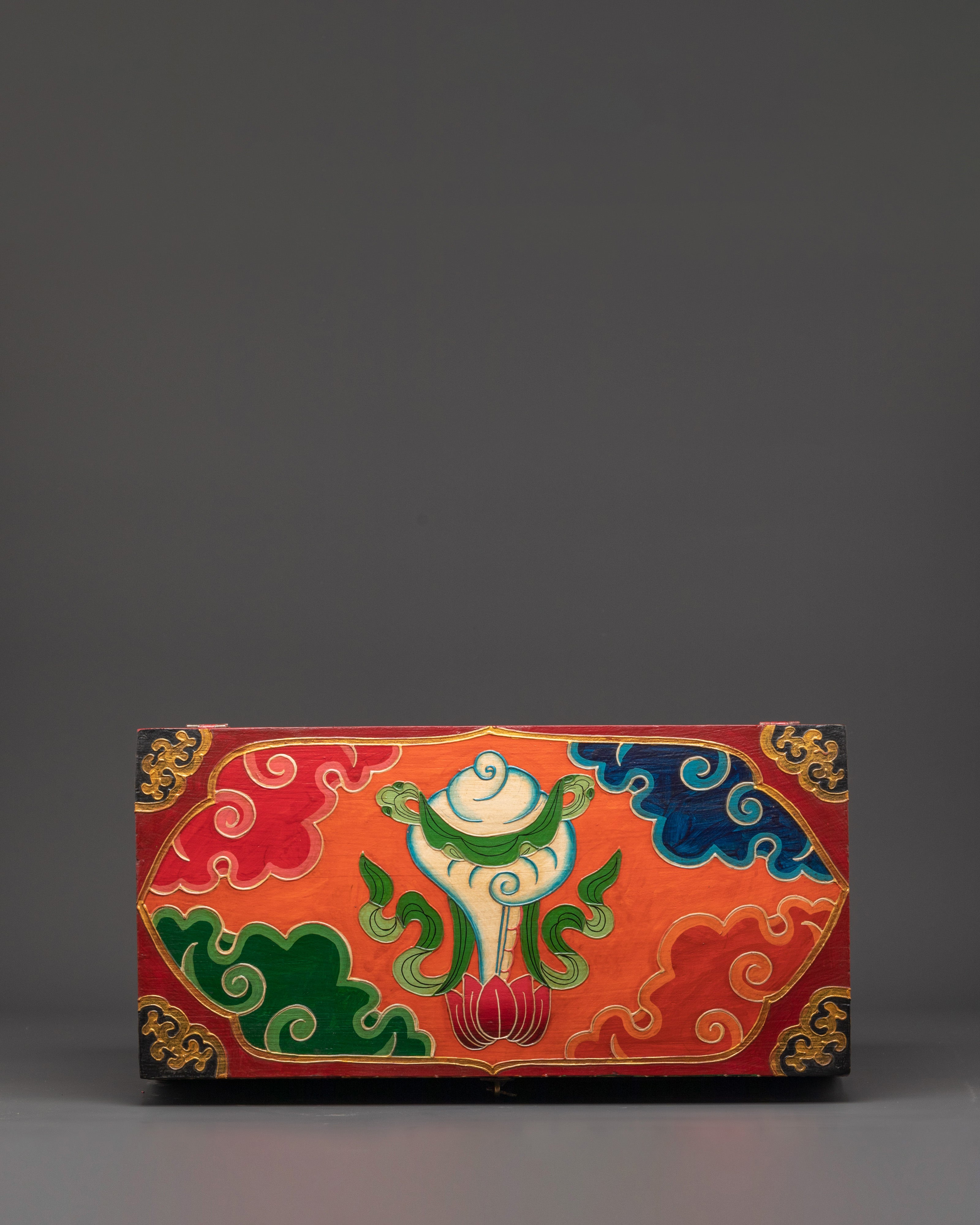 Tibetan Wooden Box with Dragon Art | Sacred Hand-Painted Ritual Chest