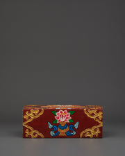 Handcrafted Tibetan Tissue Box with Floral Design | Wooden Body with Vibrant Acrylic Colors