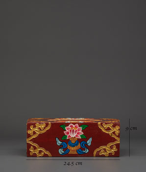 Handcrafted Tibetan Tissue Box with Floral Design | Wooden Body with Vibrant Acrylic Colors