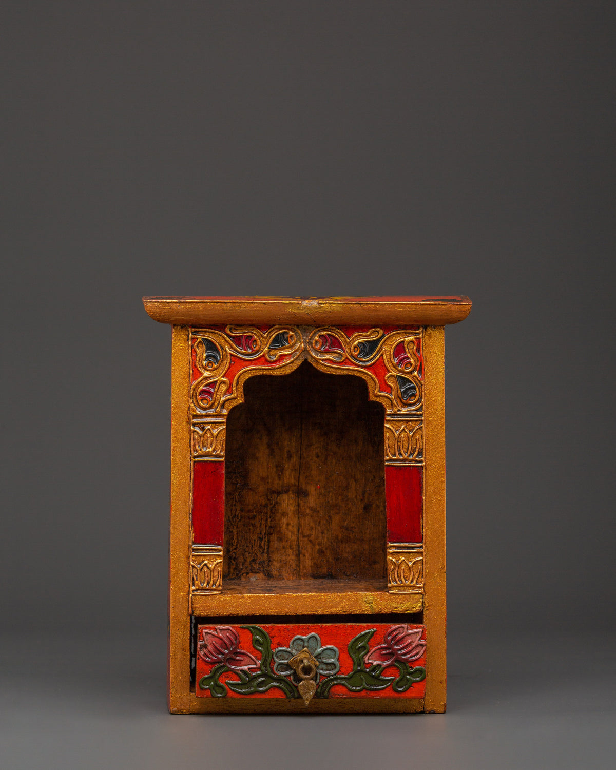 Tibetan Buddhist Sacred Altar Box | Sacred Traditional Wooden Shrine
