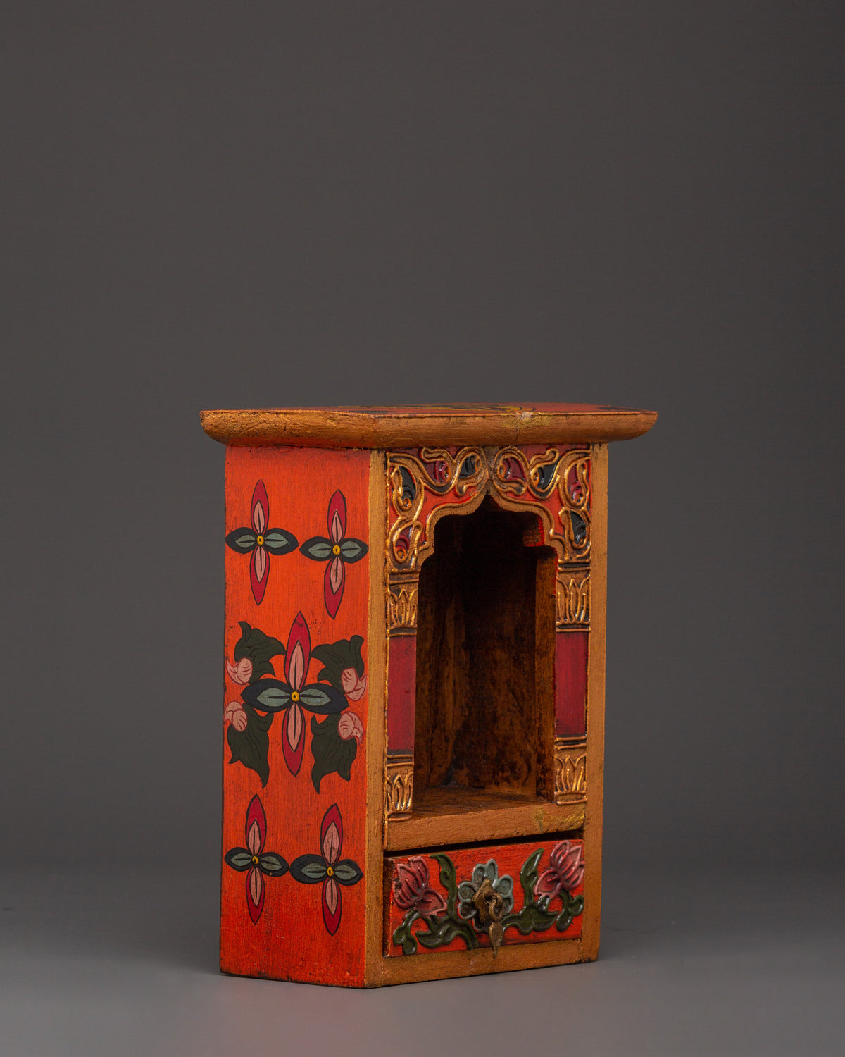 Tibetan Buddhist Sacred Altar Box | Sacred Traditional Wooden Shrine