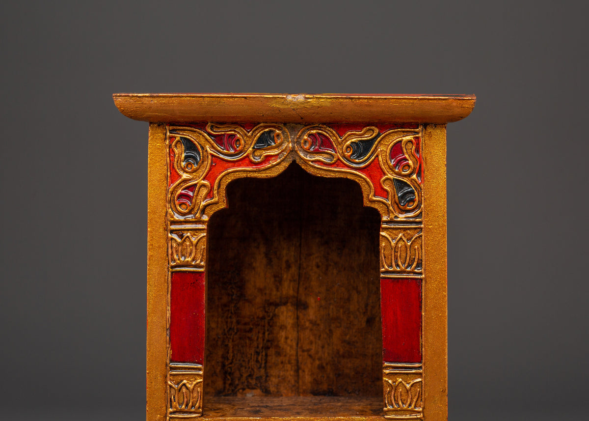 Tibetan Buddhist Sacred Altar Box | Sacred Traditional Wooden Shrine