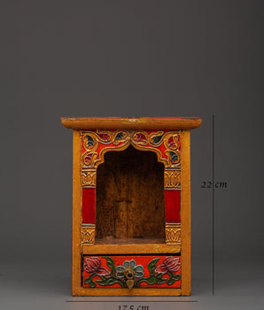 Tibetan Buddhist Sacred Altar Box | Sacred Traditional Wooden Shrine