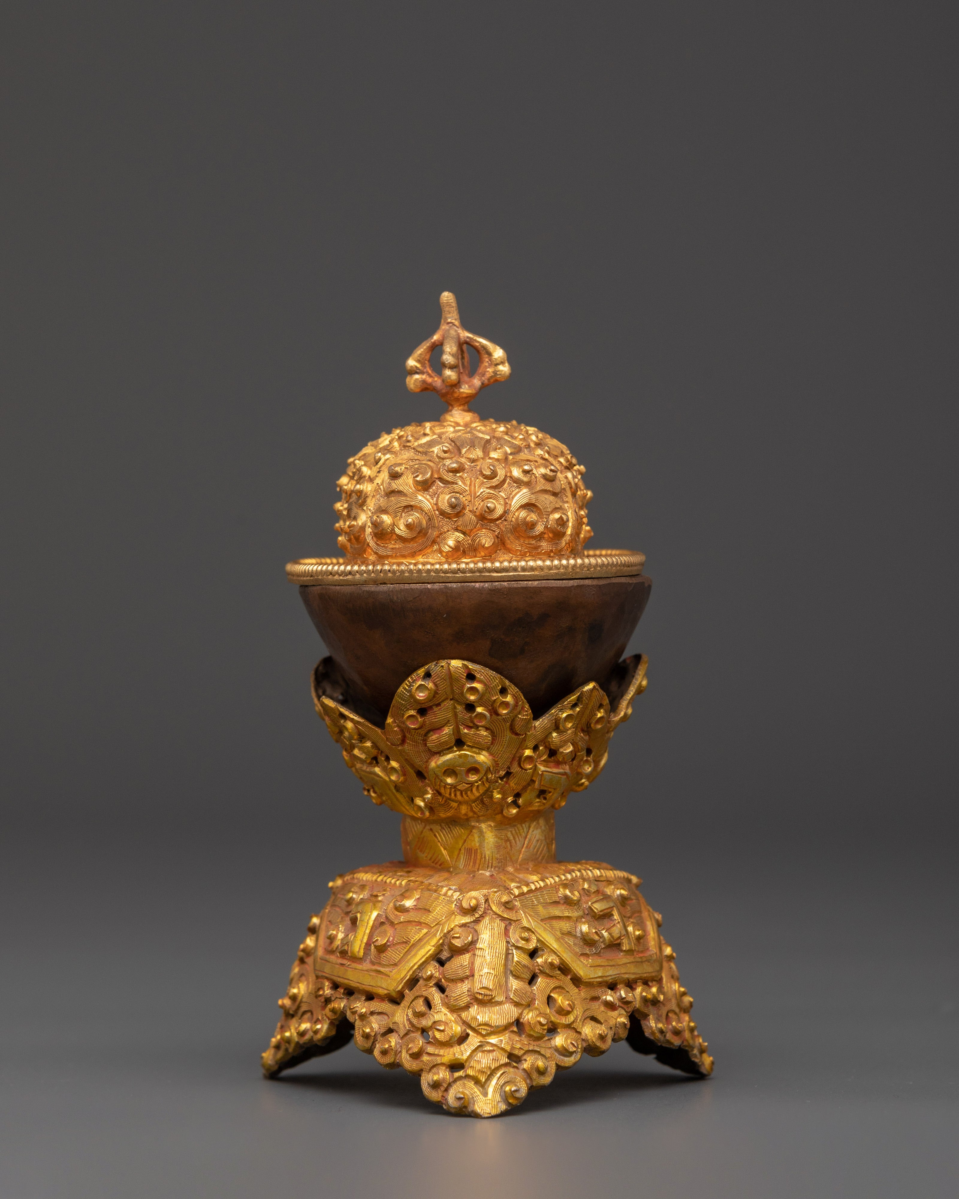 Copper Skull Chalice | Gold Plated Ritual Skull Cup