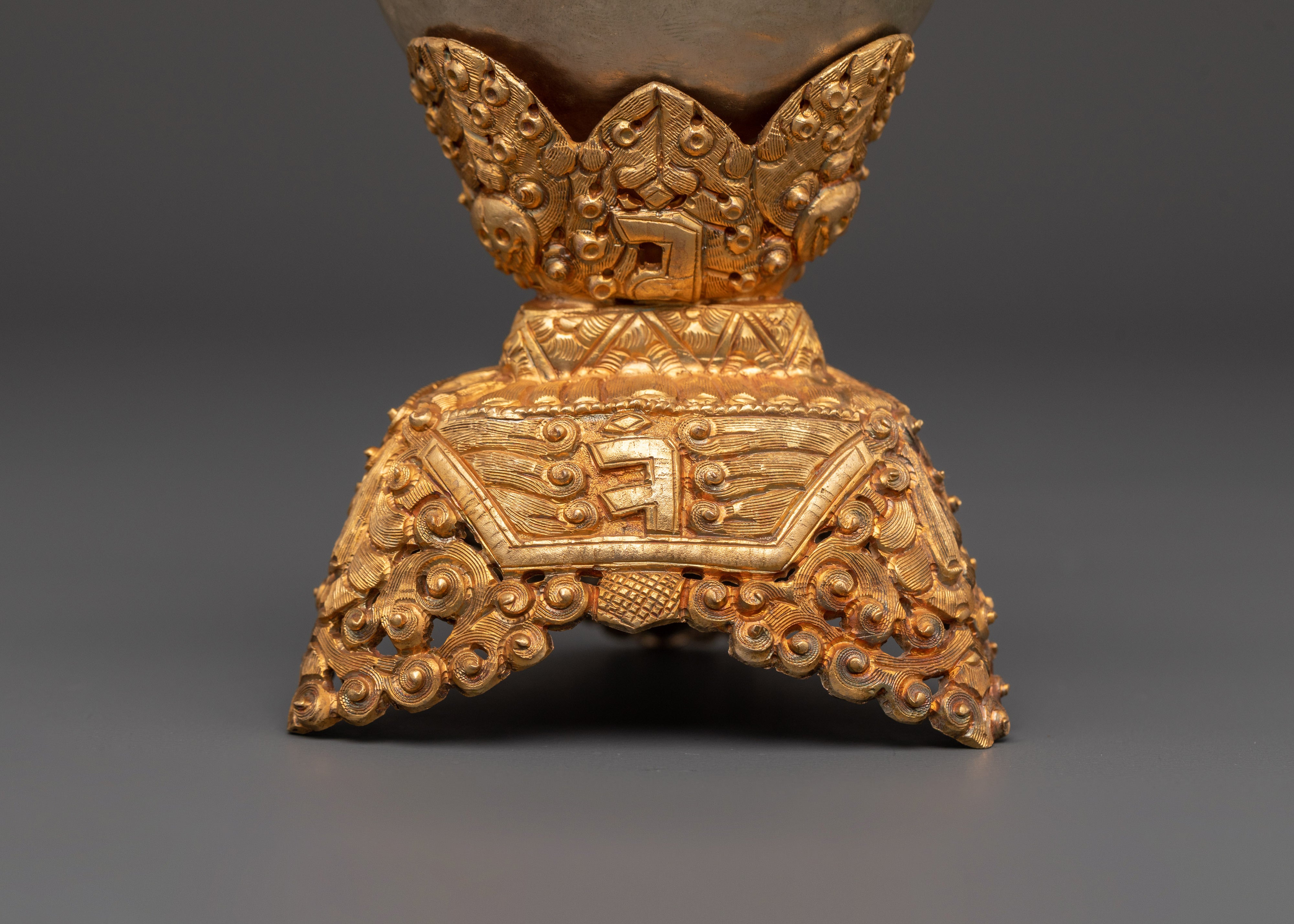 Kapalika Ritual Cup | Gold & Silver Plated Copper Skull Chalice