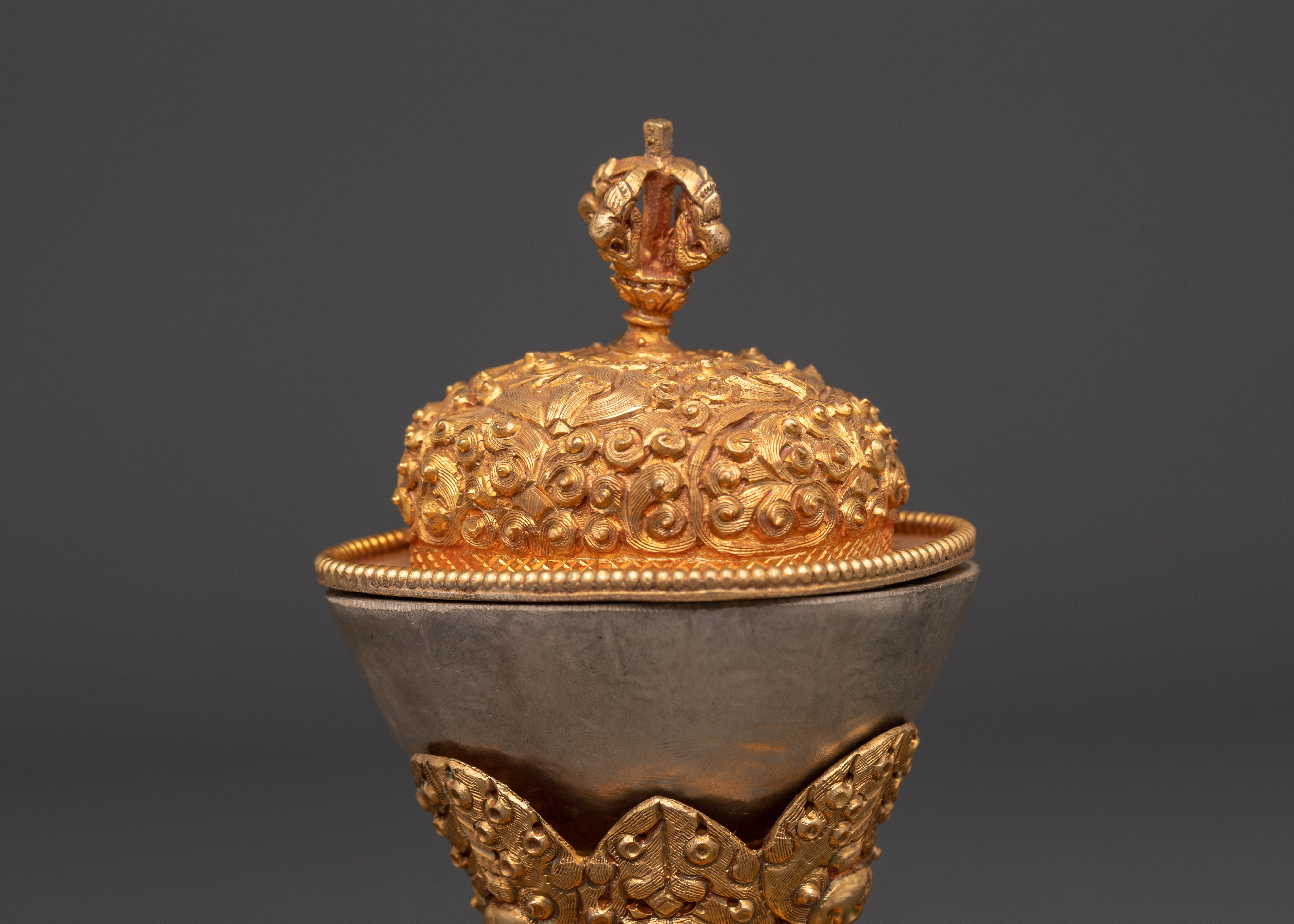 Kapalika Ritual Cup | Gold & Silver Plated Copper Skull Chalice