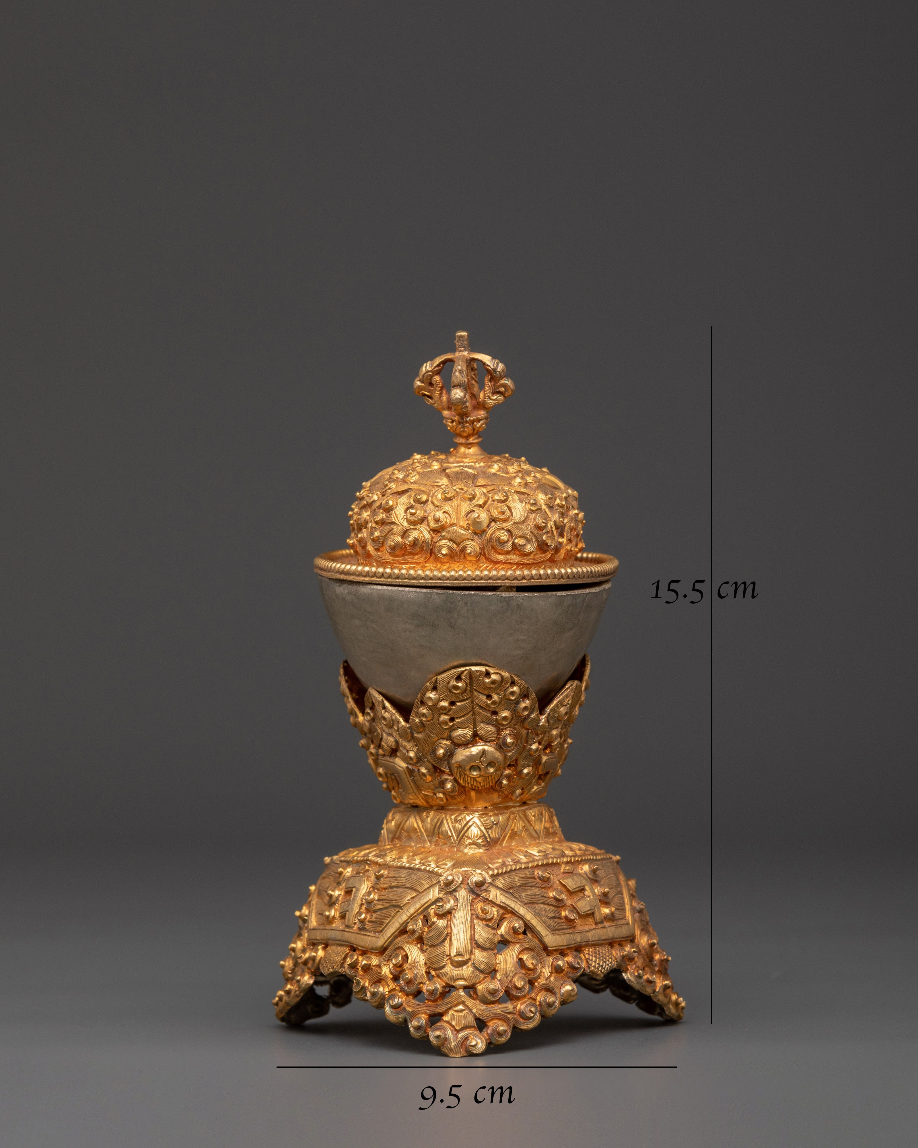 Kapalika Ritual Cup | Gold & Silver Plated Copper Skull Chalice
