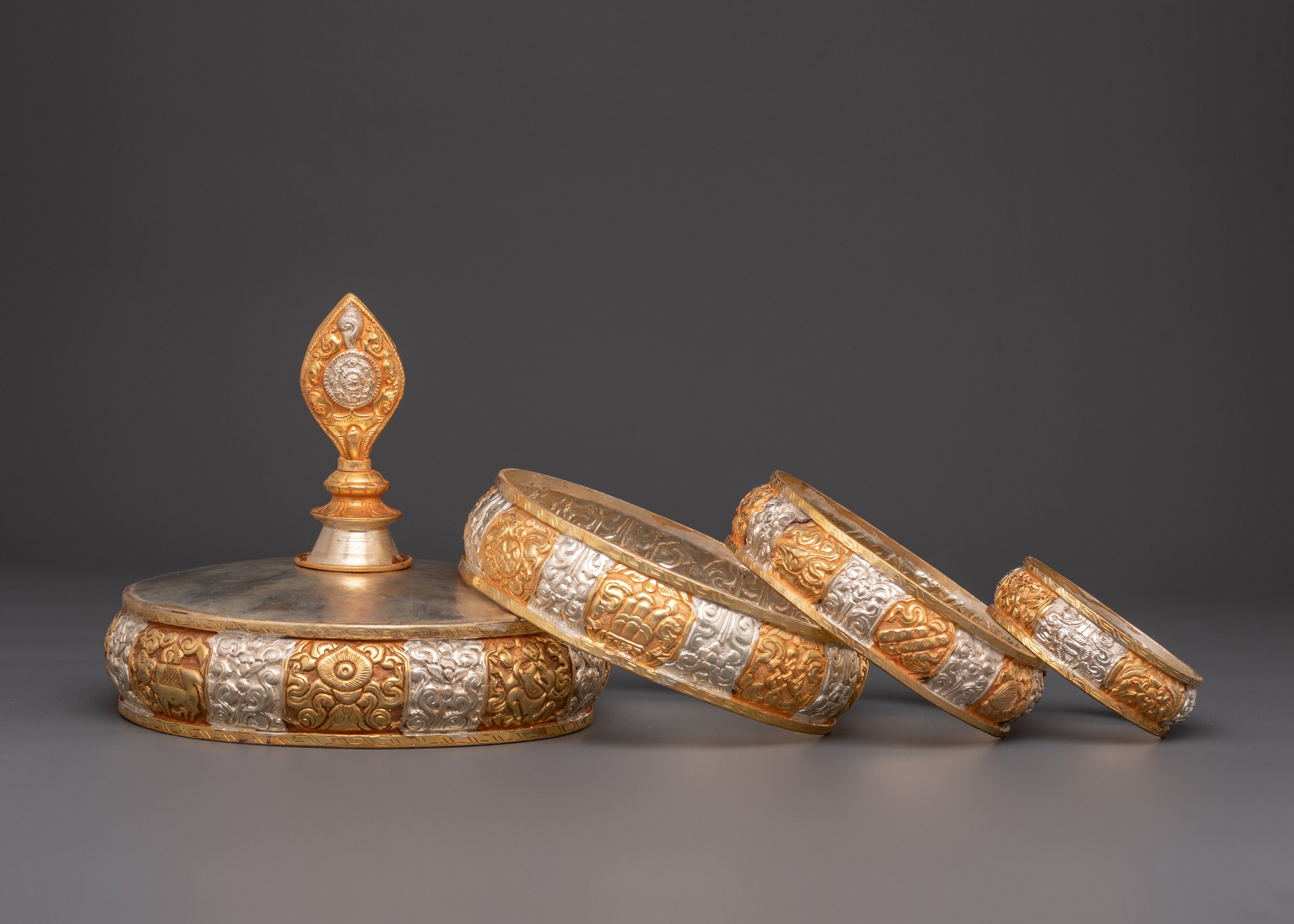 Tibetan Copper Mandala Offering Set for Spiritual Rituals and Meditation
