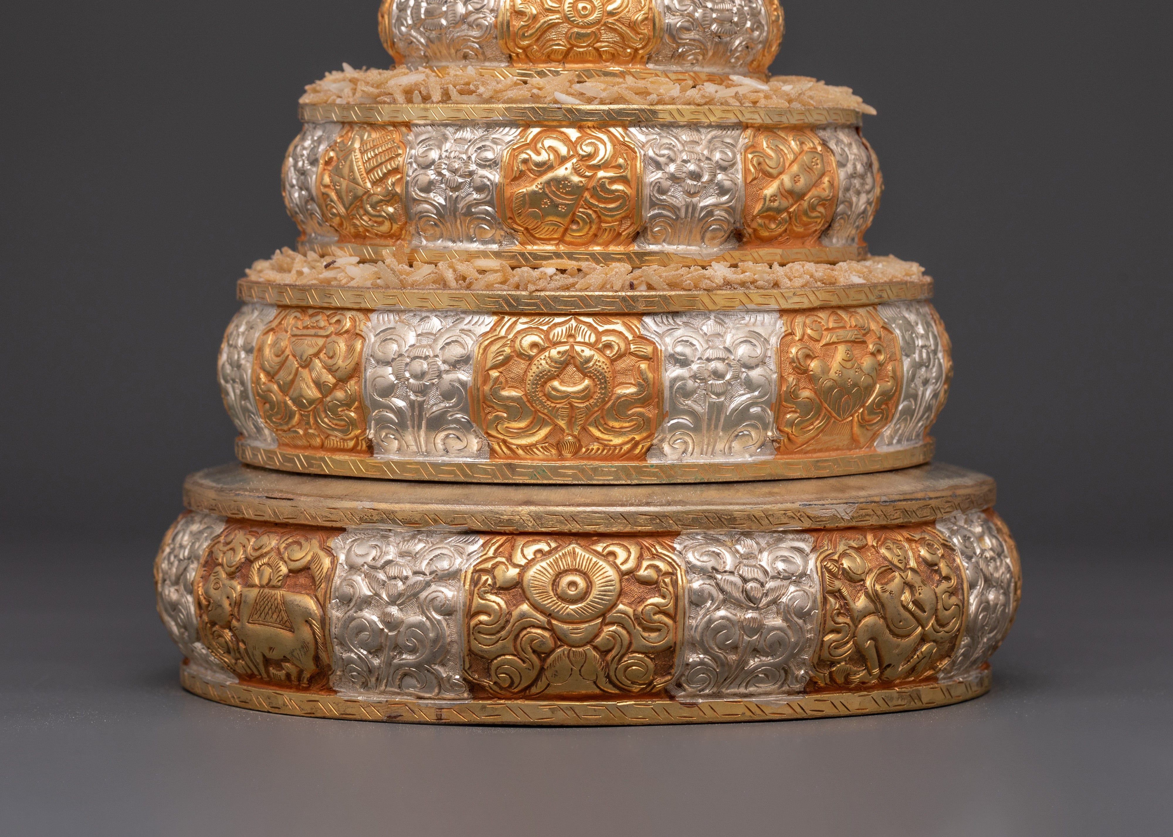 Tibetan Copper Mandala Offering Set for Spiritual Rituals and Meditation