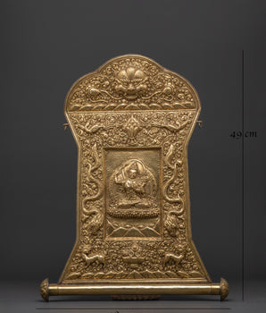 Brass Tibetan Wall Hanging with Embossed Buddha & Dragon Design