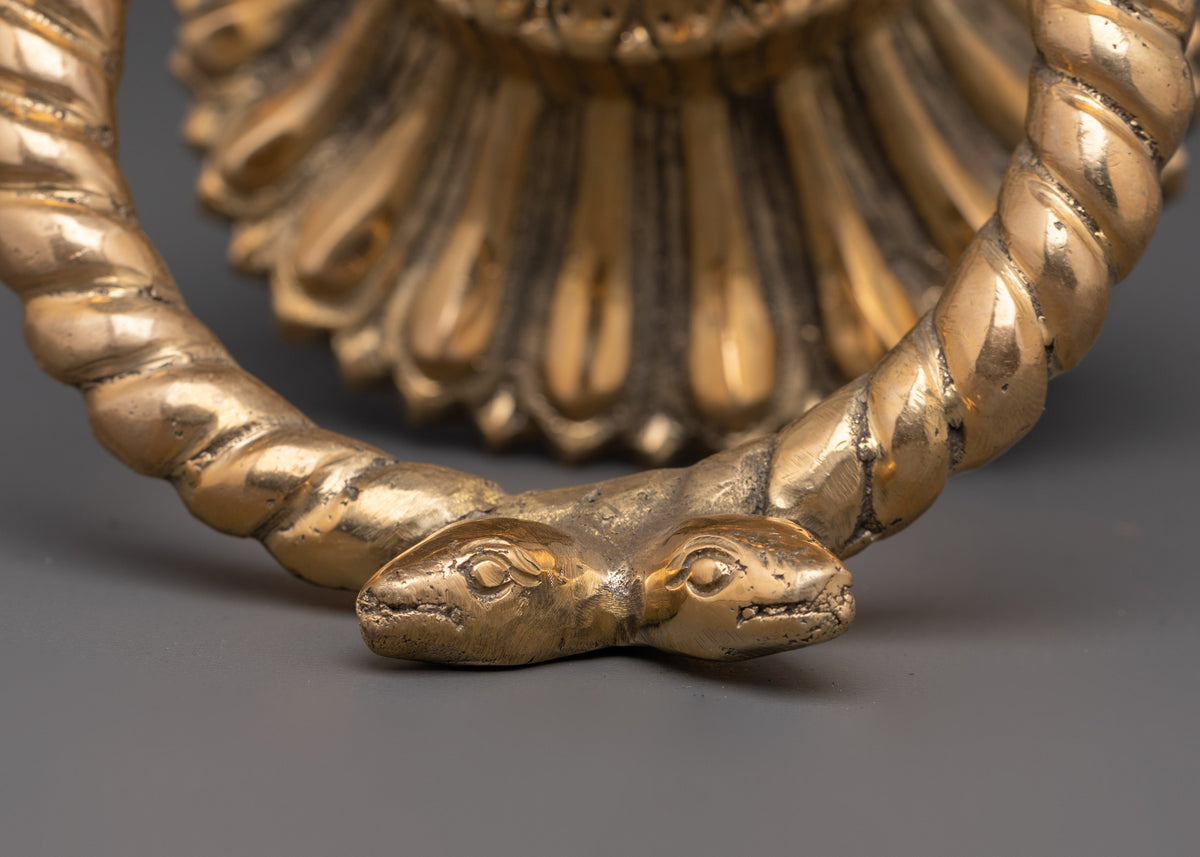 Handmade Brass Door Knocker Set | Intricate Rope and Serpent Design