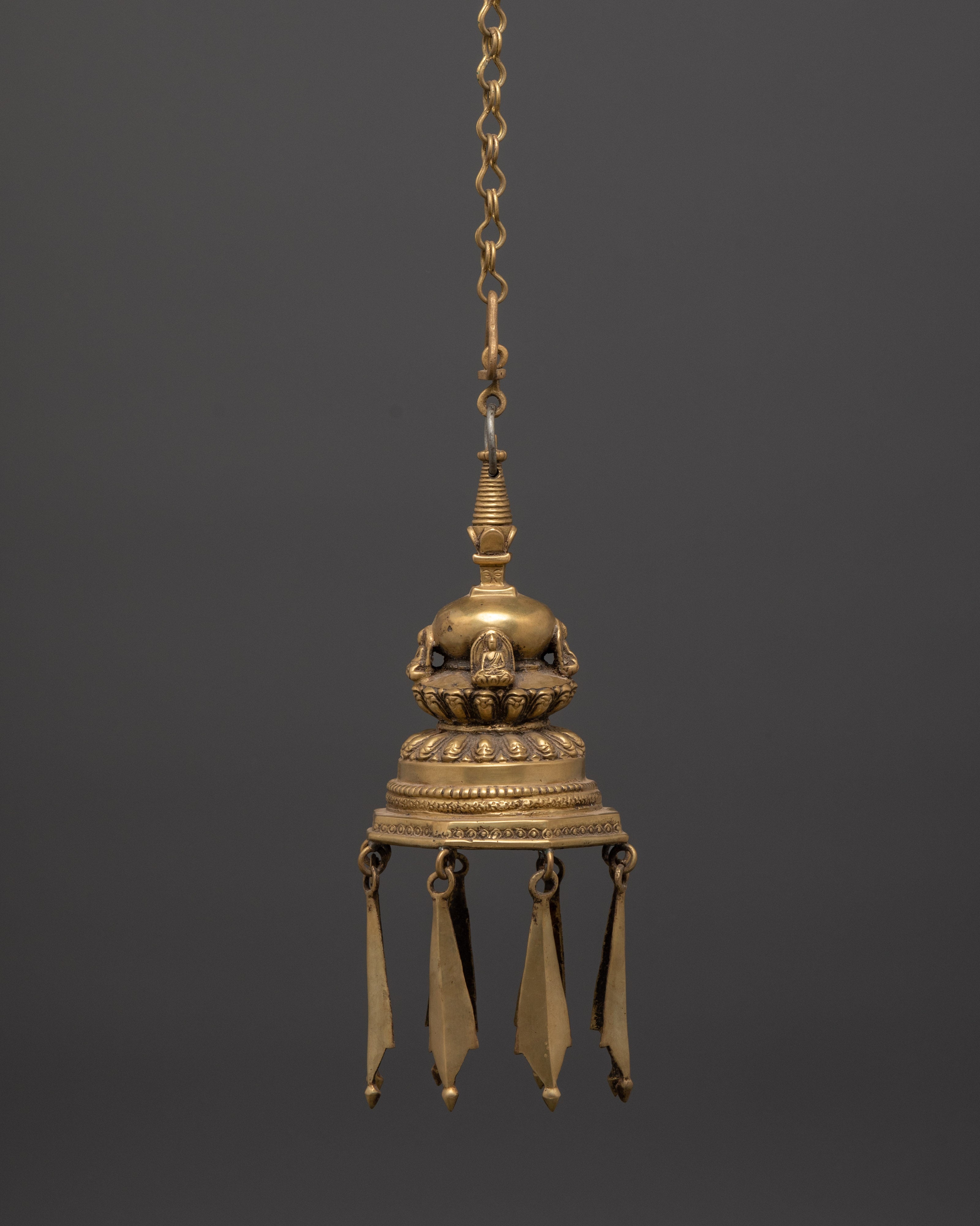 Handcrafted Brass Dalucha Oil Lamp | Tibetan Ritual Hanging Lamp for Meditation