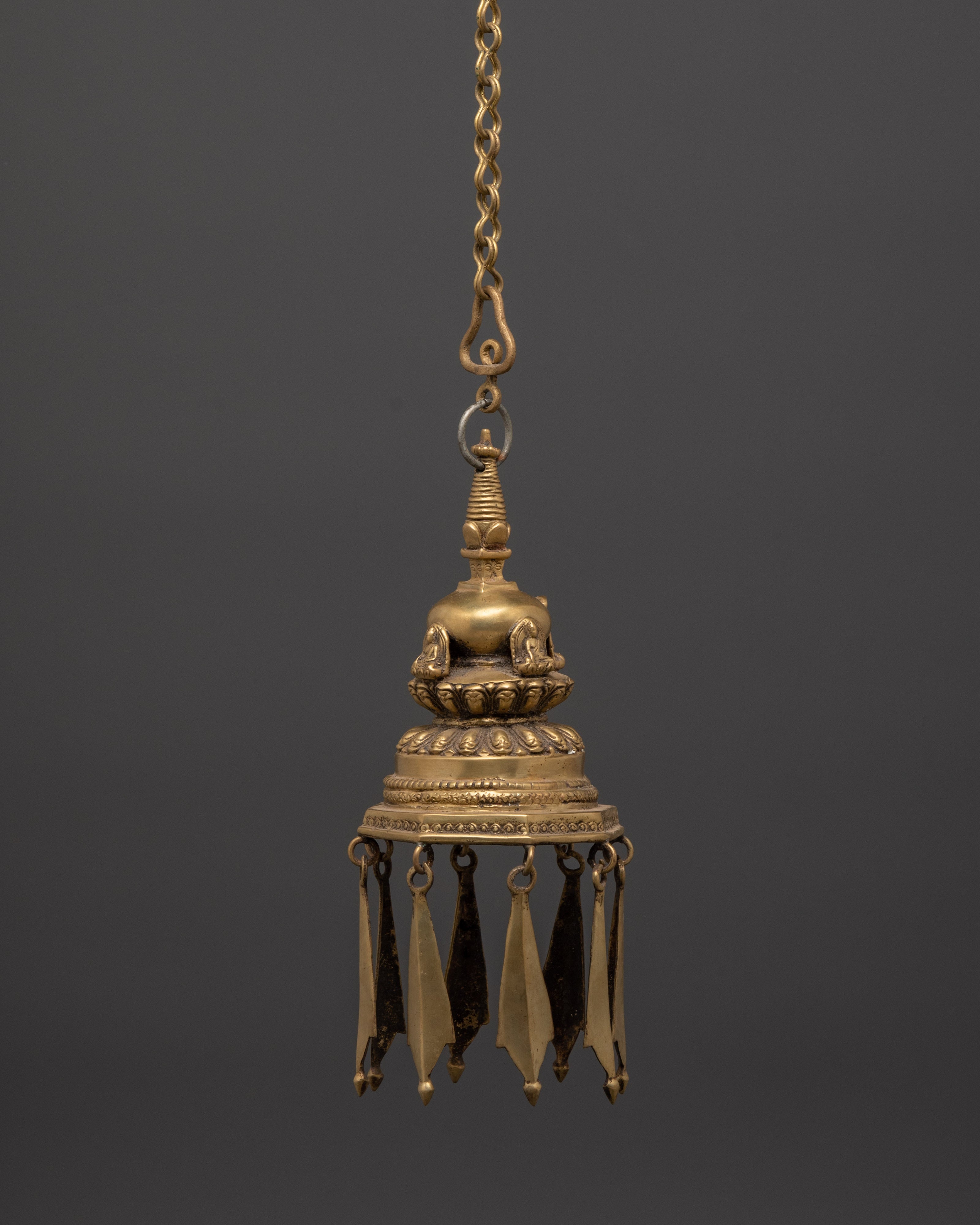 Handcrafted Brass Dalucha Oil Lamp | Tibetan Ritual Hanging Lamp for Meditation