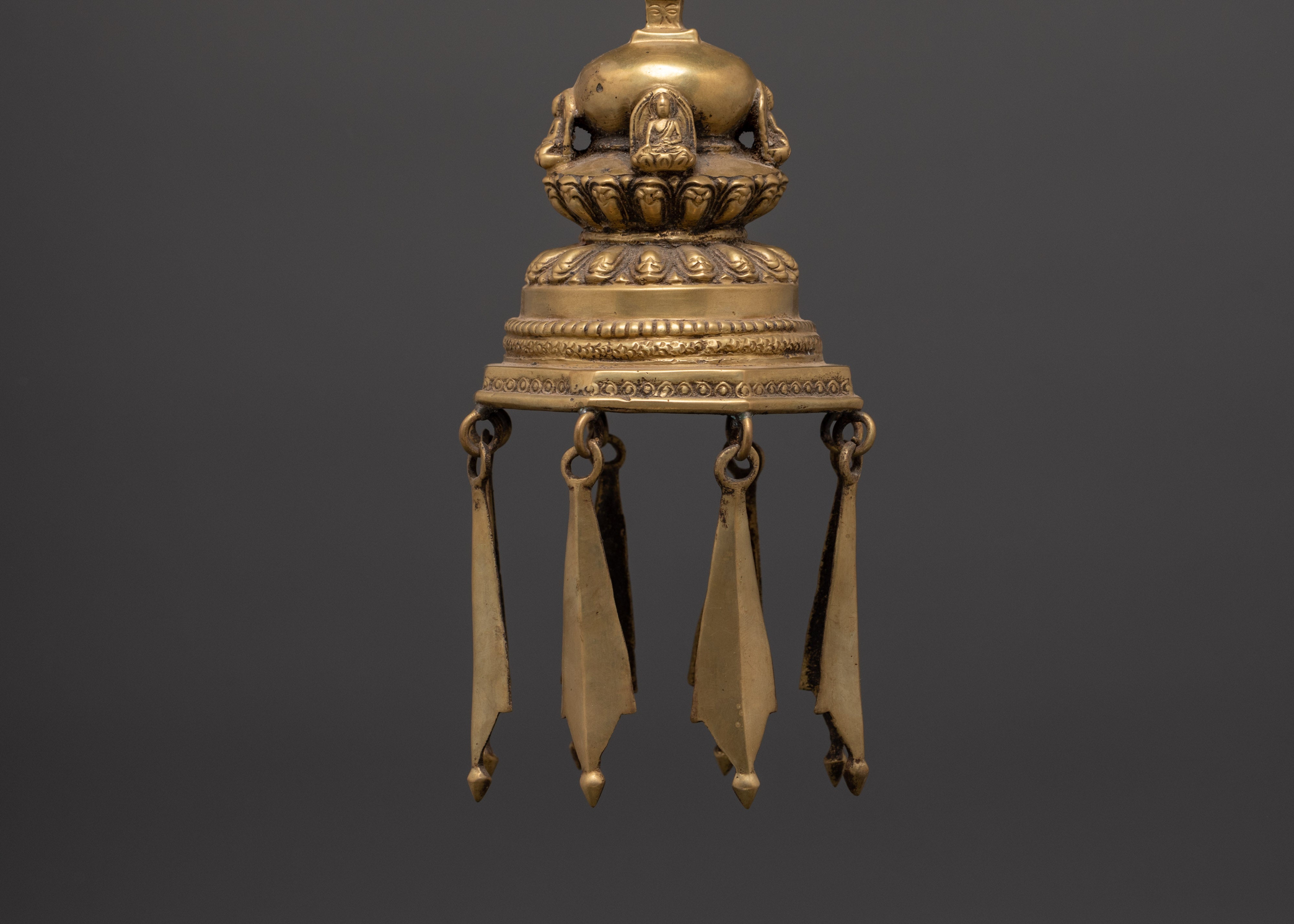 Handcrafted Brass Dalucha Oil Lamp | Tibetan Ritual Hanging Lamp for Meditation