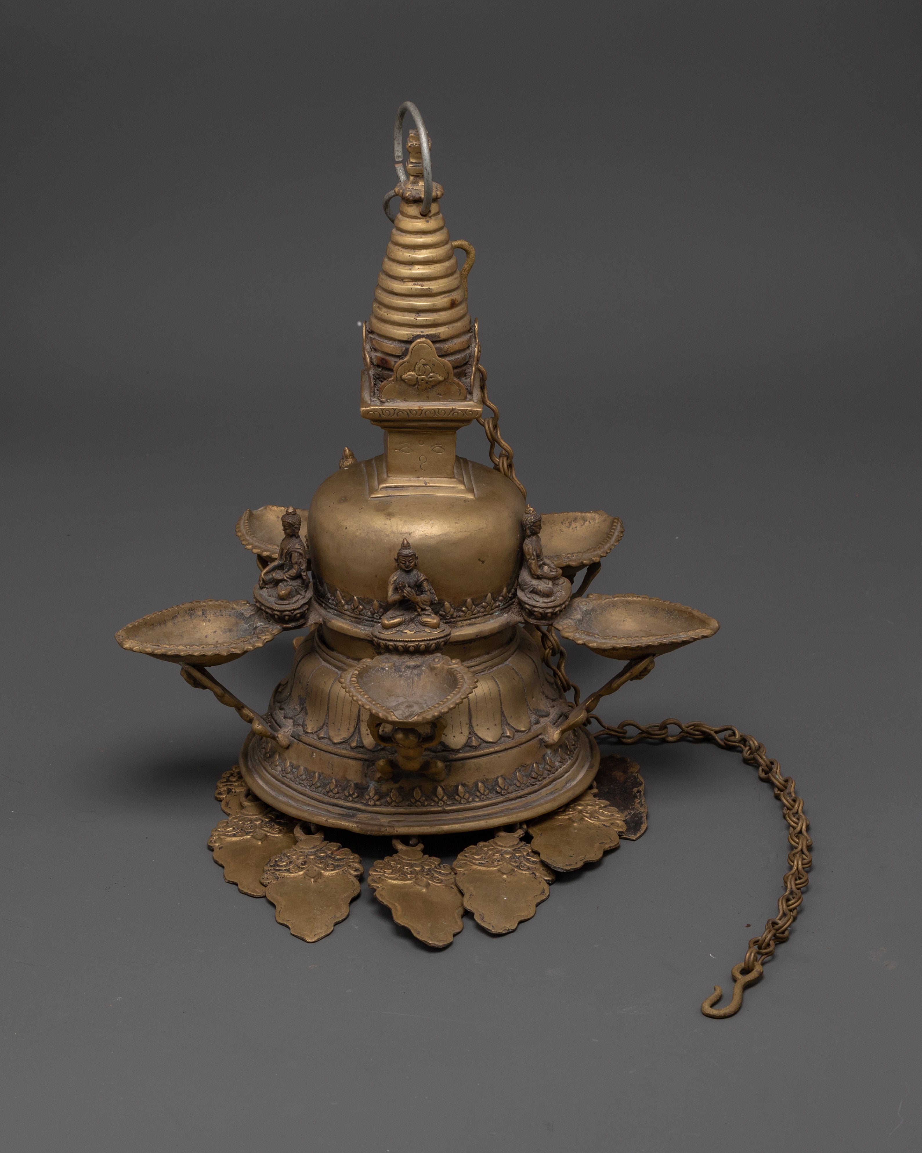 Hanging Stupa Dalucha with Five Dhyani Buddha | Nepalese Ritual Lamp