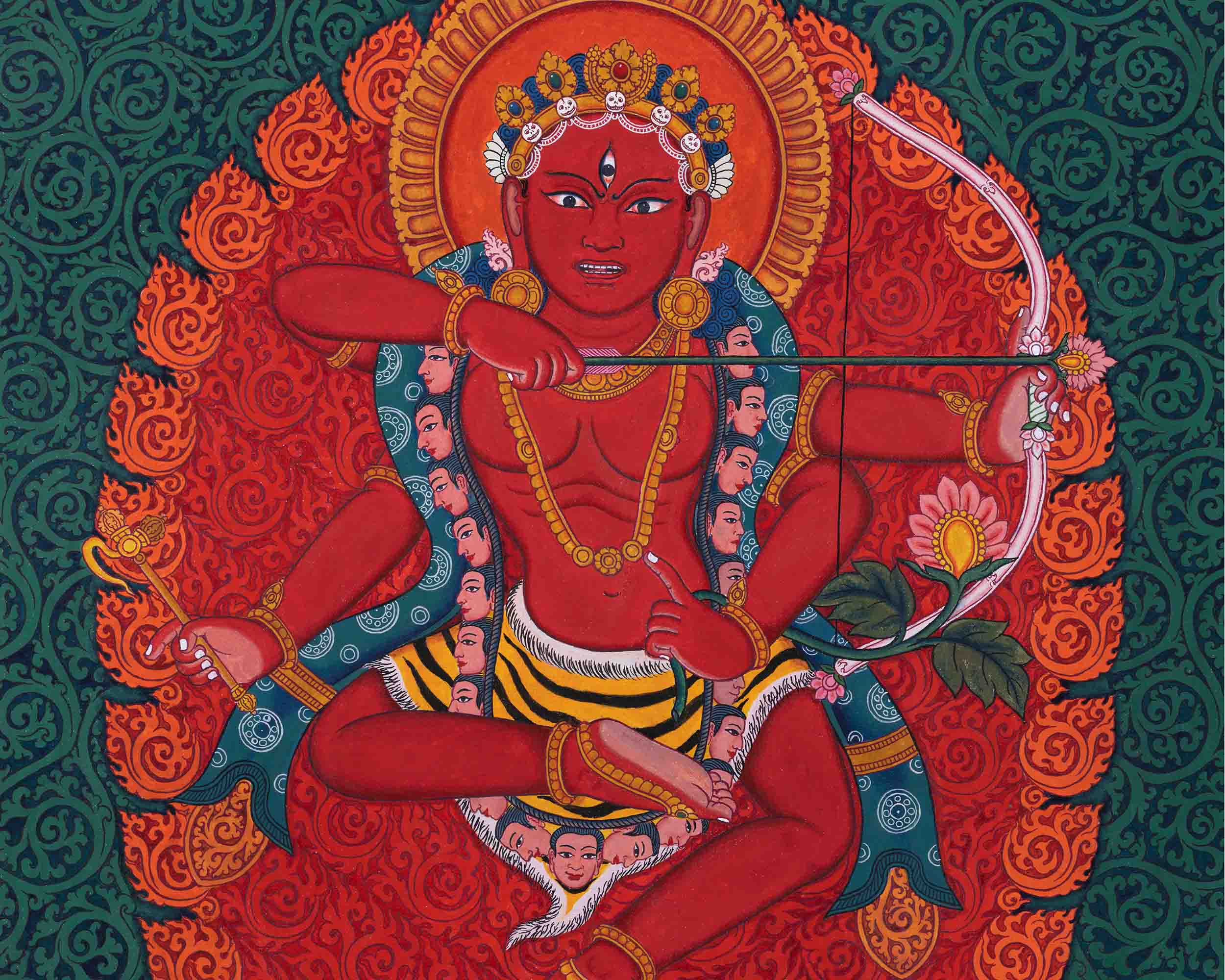 Traditional Style Nepali Art Print Of Kurukulla Goddess | Newari Pauba Print For Dakini Mantra Practice