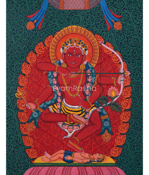 Traditional Style Nepali Art Print Of Kurukulla Goddess | Newari Pauba Print For Dakini Mantra Practice