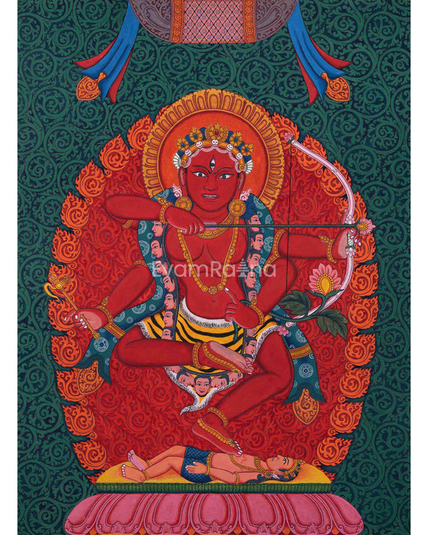 Traditional Style Nepali Art Print Of Kurukulla Goddess | Newari Pauba Print For Dakini Mantra Practice