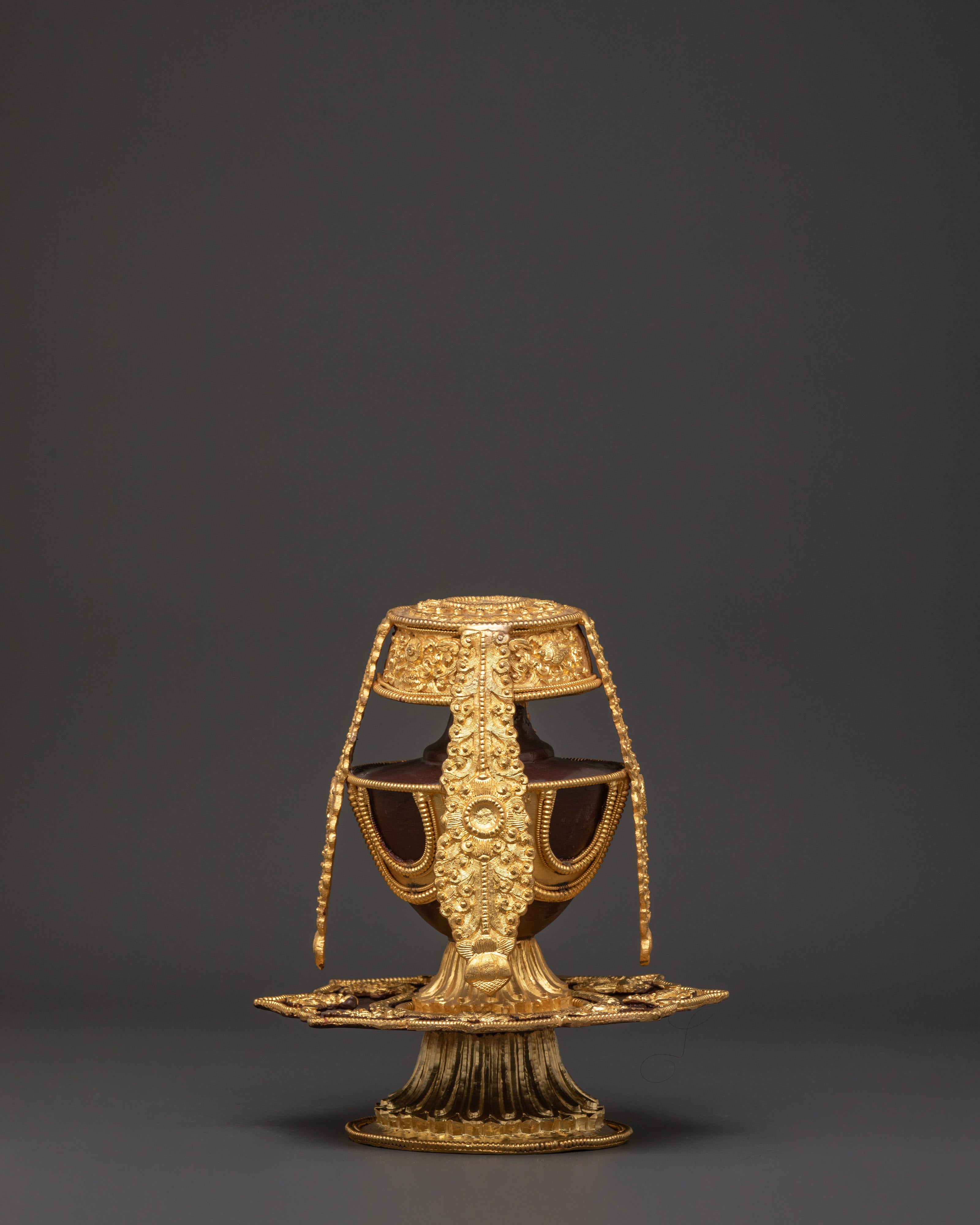 Buddhist Oxidized Copper Life Vase | for Spiritual Healing and Meditation
