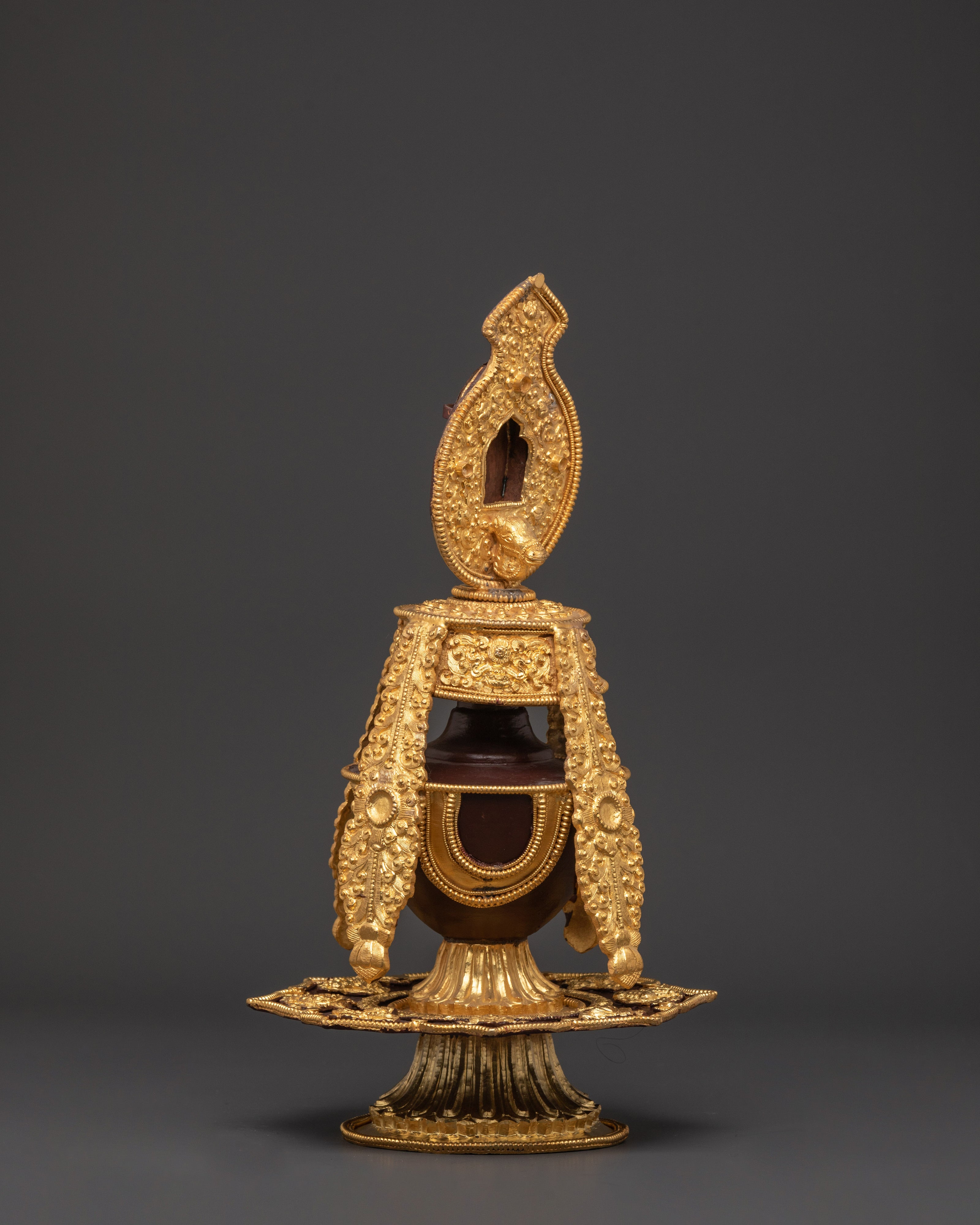 Buddhist Oxidized Copper Life Vase | for Spiritual Healing and Meditation