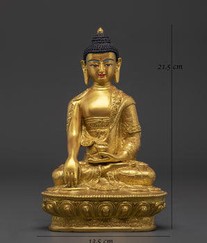 Tibetan Sculpture of Shakyamuni Buddha | Handcrafted Gold Buddha Statue