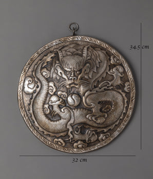 Handcrafted Tibetan Silver Dragon Wall Hanging | Feng Shui Dragon Decor