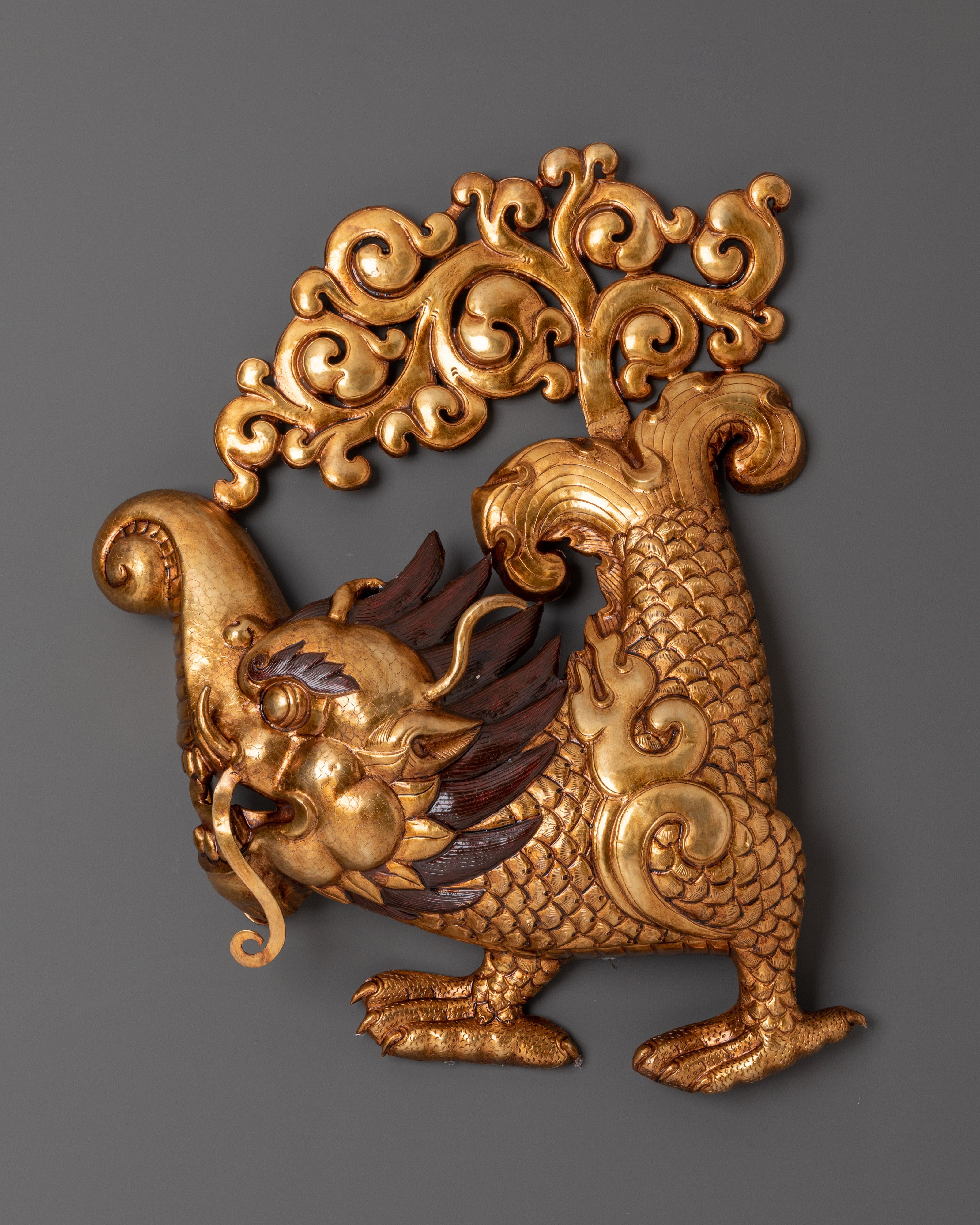 Golden Dragon Wall Hanging | Handcrafted Copper Mythical Decor