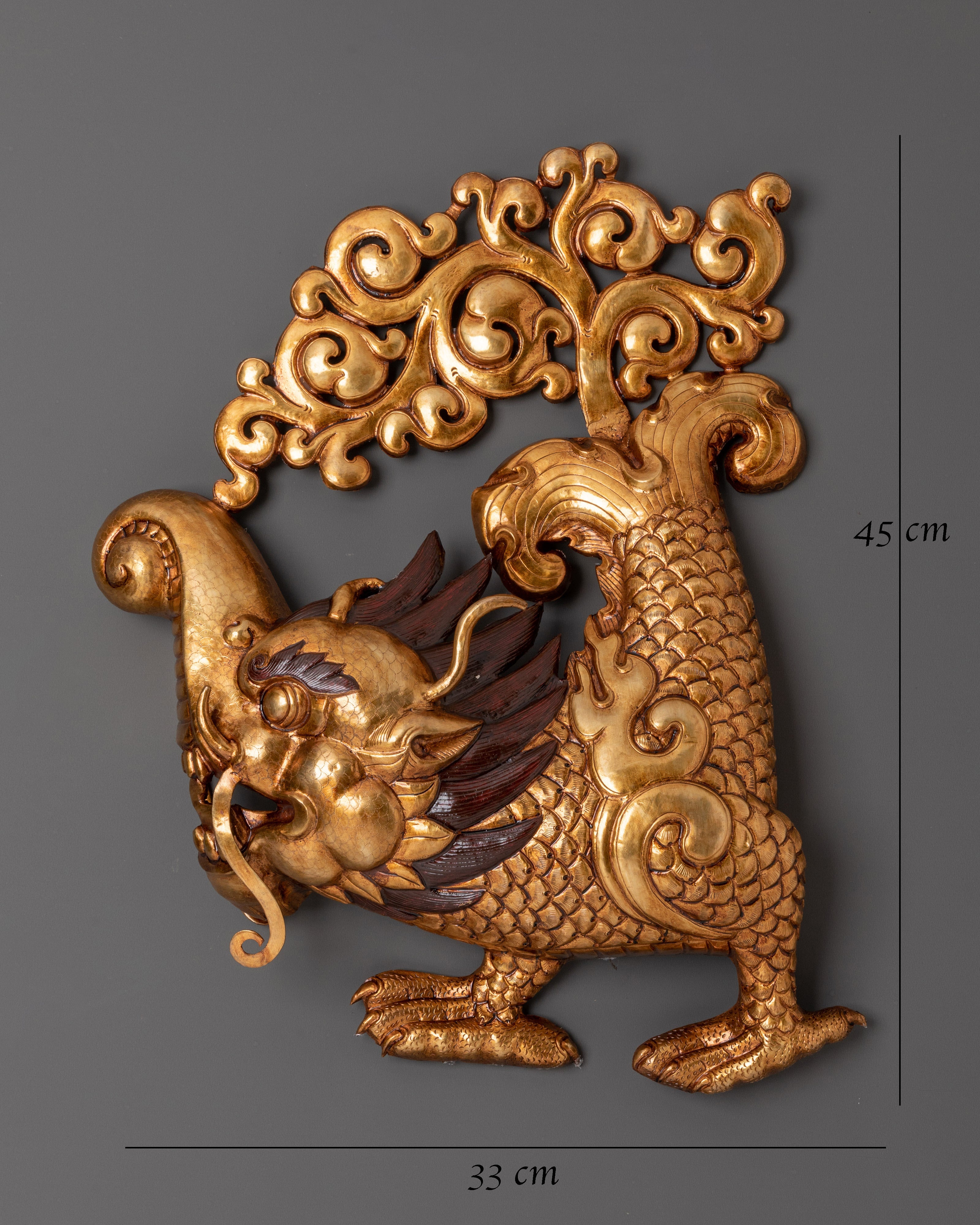 Golden Dragon Wall Hanging | Handcrafted Copper Mythical Decor