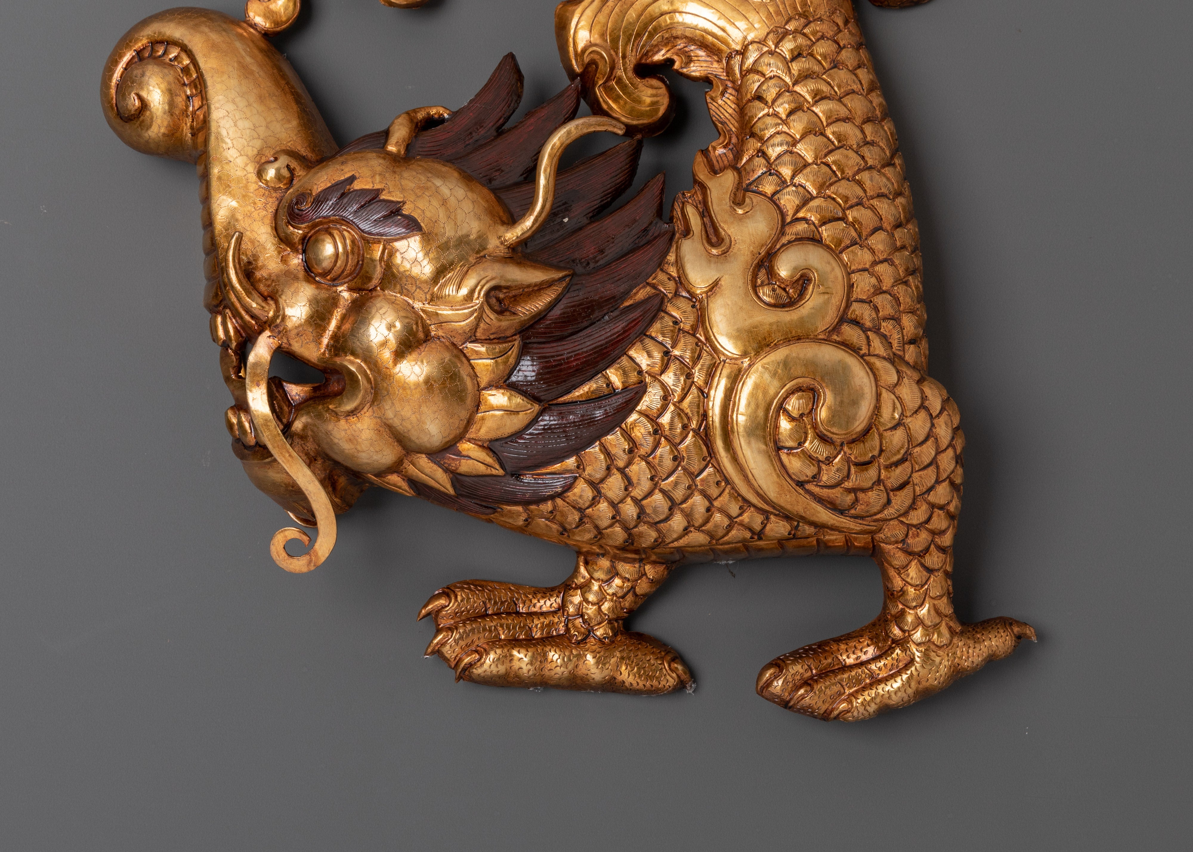 Golden Dragon Wall Hanging | Handcrafted Copper Mythical Decor