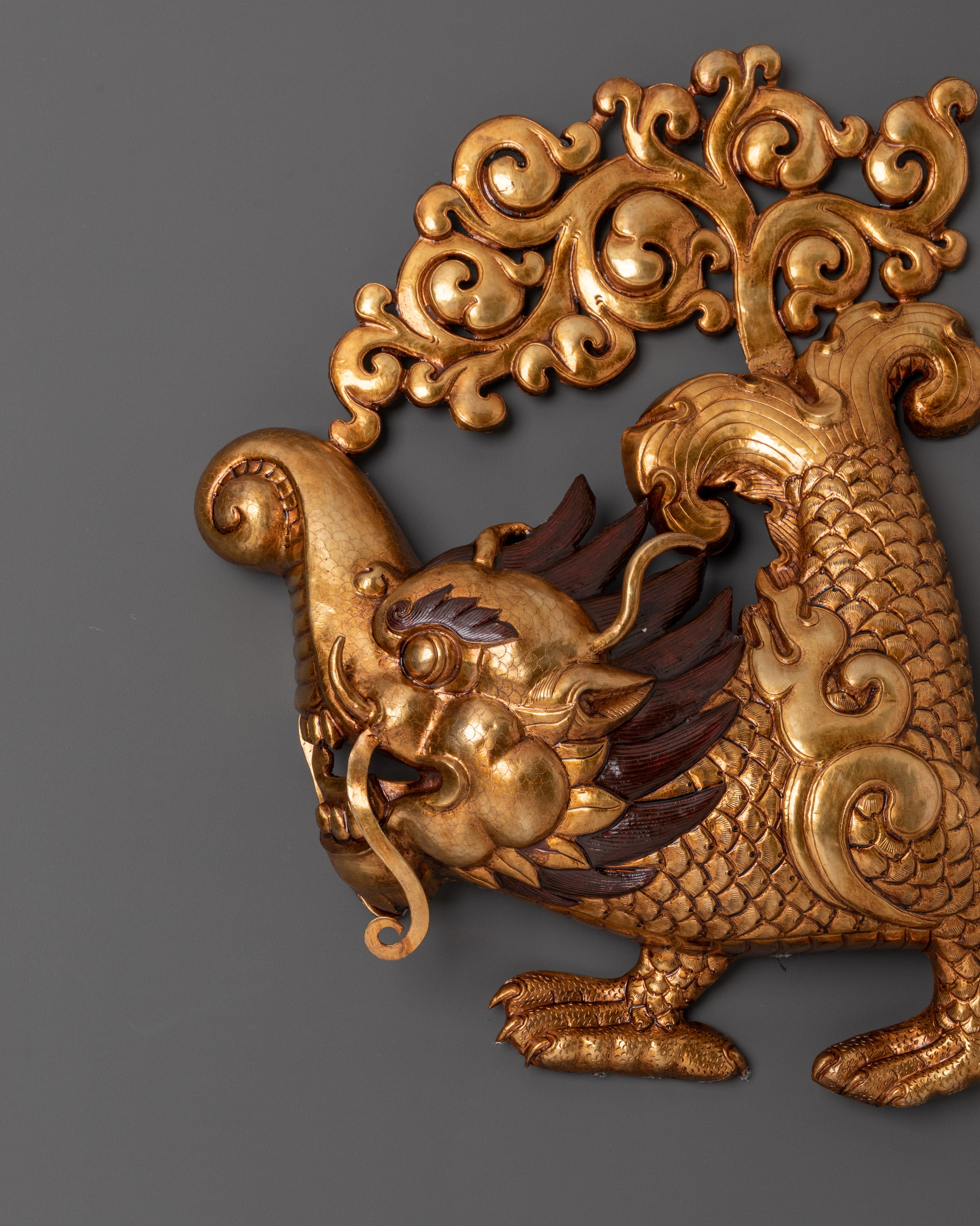 Golden Dragon Wall Hanging | Handcrafted Copper Mythical Decor