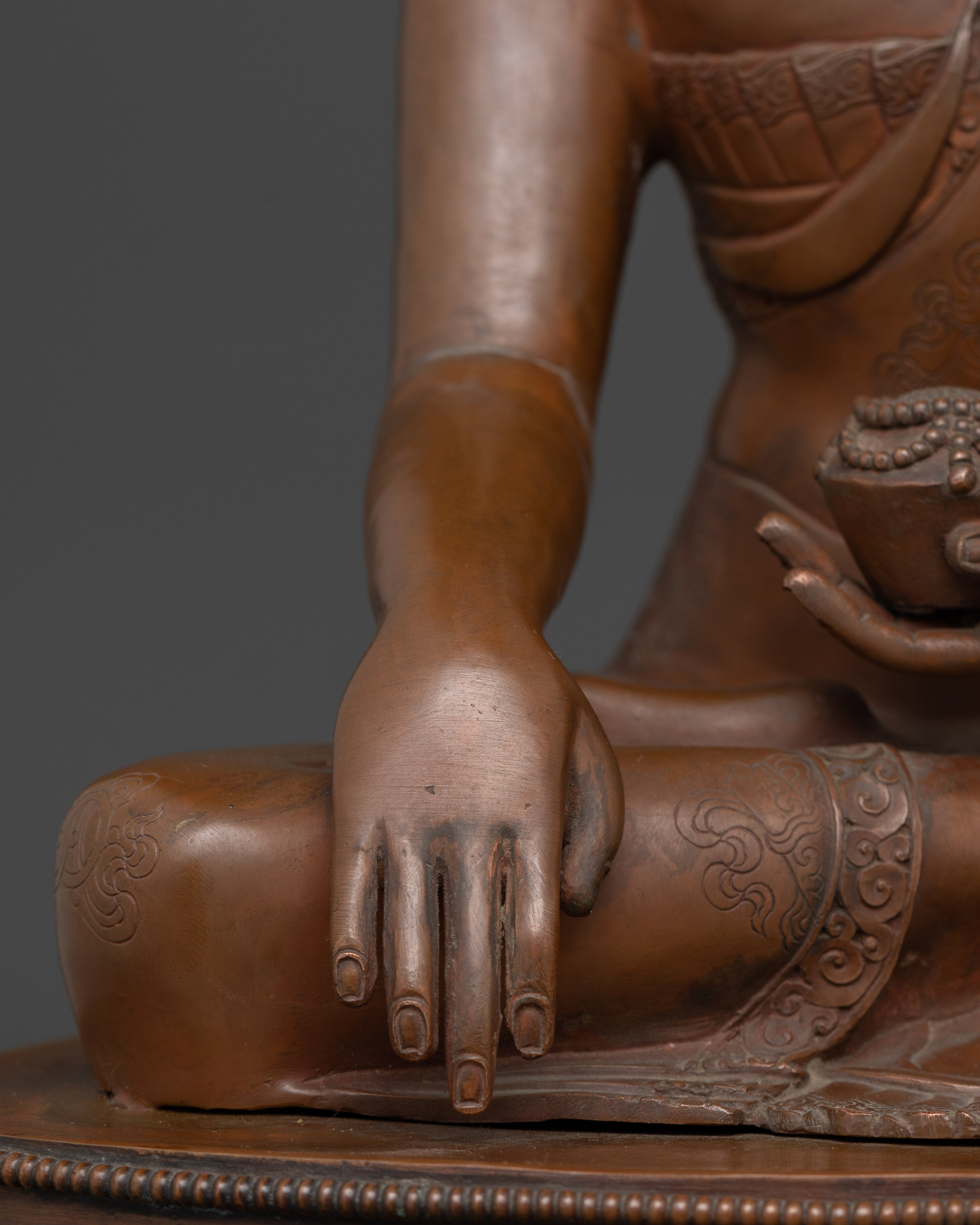 Large Tibetan Shakyamuni Buddha Sculpture | Oxidized Copper Meditation Statue