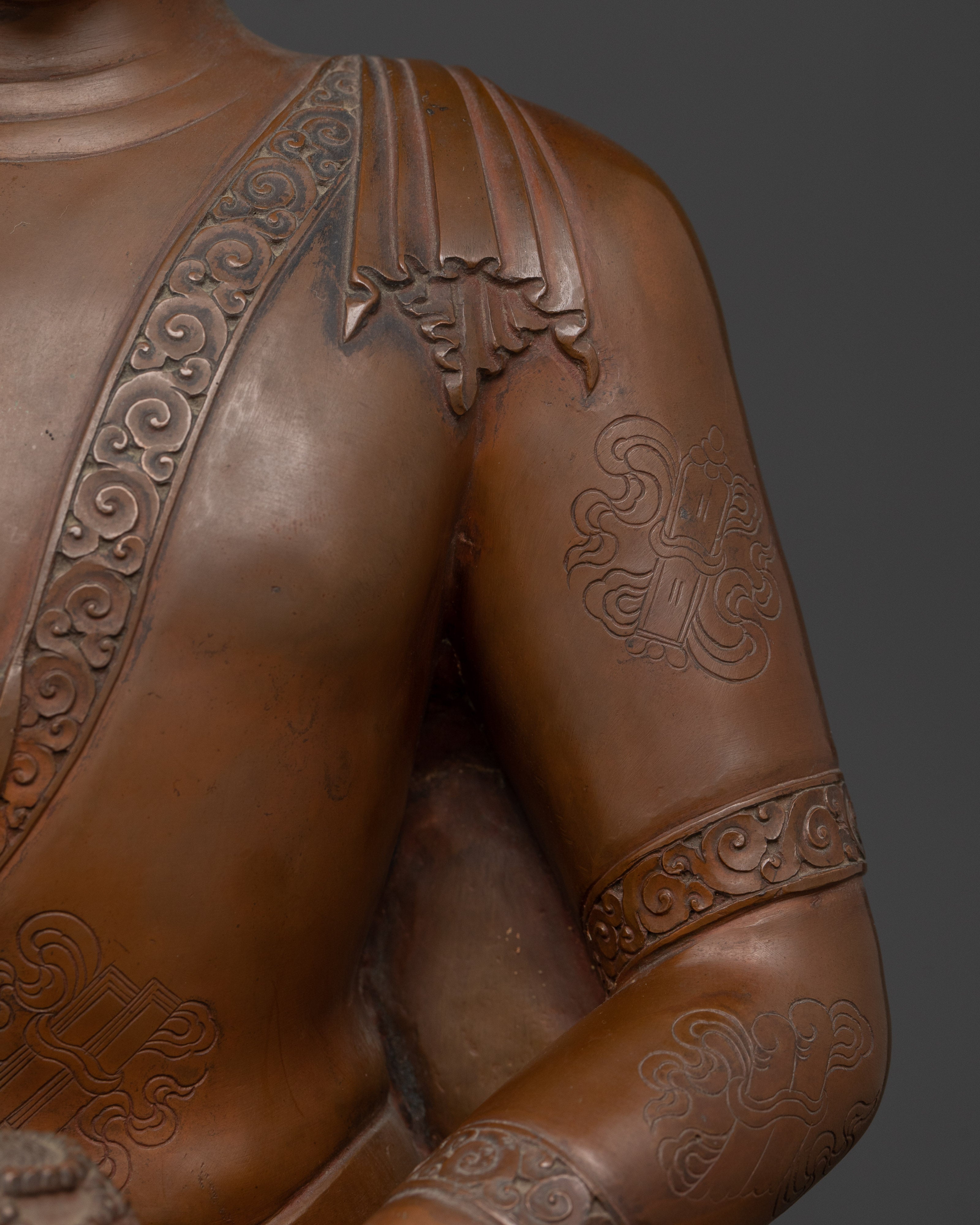 Large Tibetan Shakyamuni Buddha Sculpture | Oxidized Copper Meditation Statue