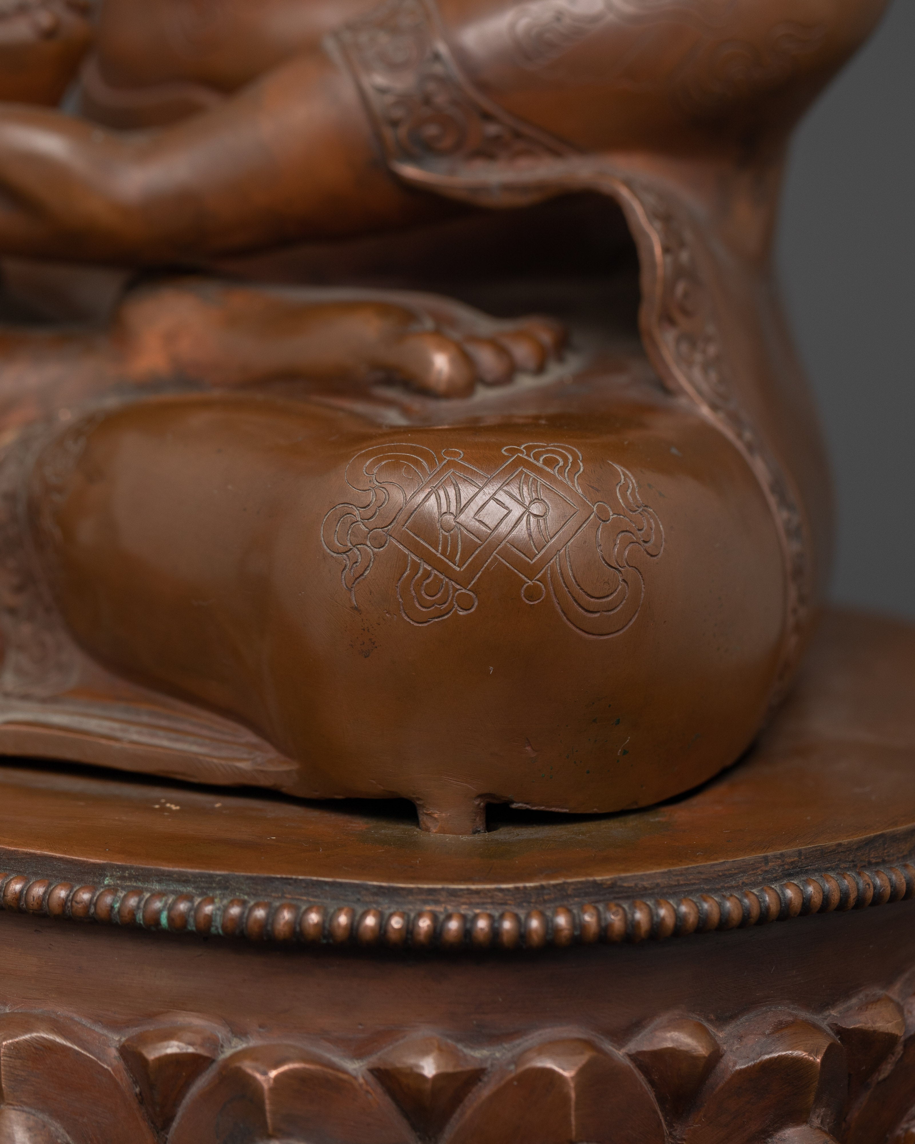 Large Tibetan Shakyamuni Buddha Sculpture | Oxidized Copper Meditation Statue