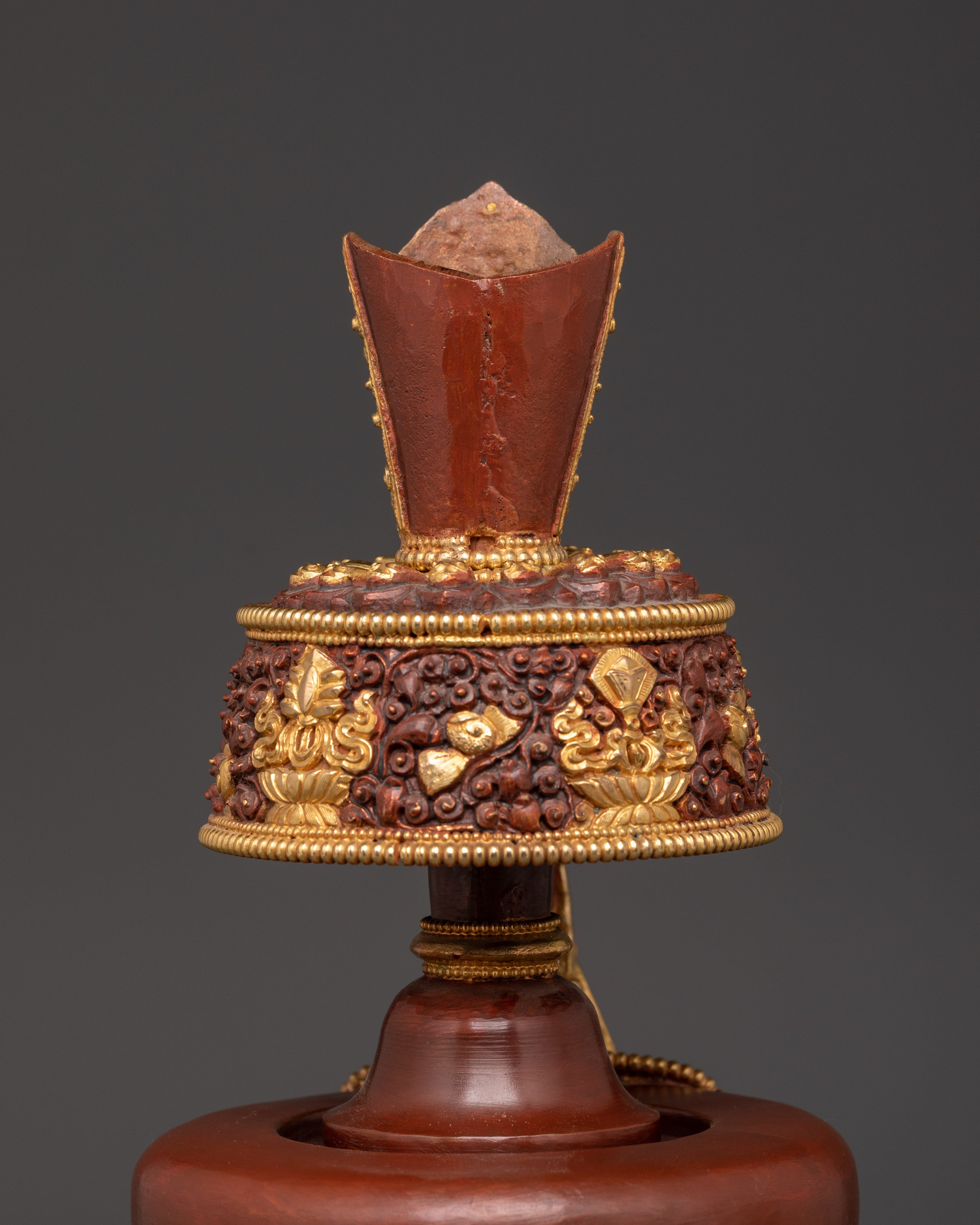 Pair of Tibetan Bhumba Vases | Gold-Plated Copper Vessels with Coral Inlay