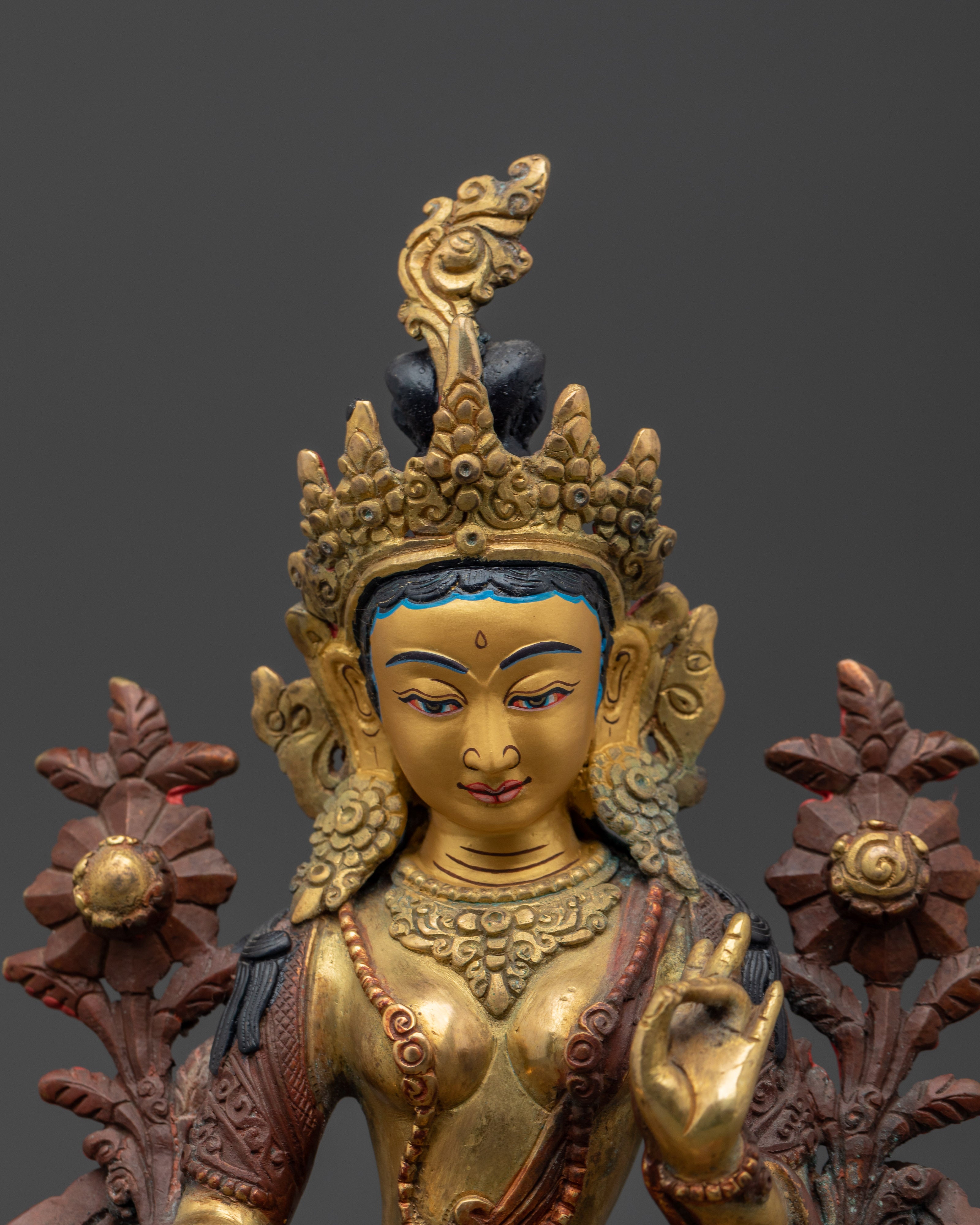 Green Tara Female Bodhisattva Statue | Tibetan Goddess of Compassion